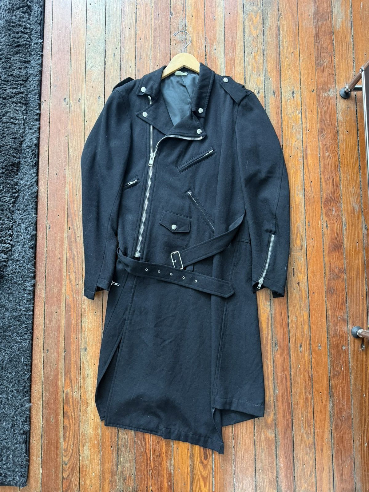 Comme des Garcons Homme Plus Black long biker light jacket Comme Des Garçons Homme Plus Size US S / EU 44-46 / 1 - 4 Thumbnail
