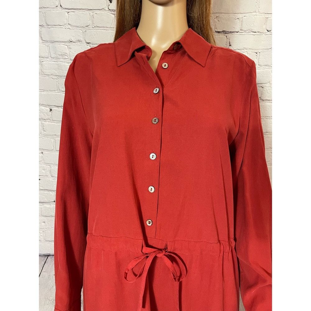 J. Jill NWT New J.Jill Silk Red Long Sleeve Shirt Dress Size L Size L / US 10 / IT 46 - 2 Thumbnail