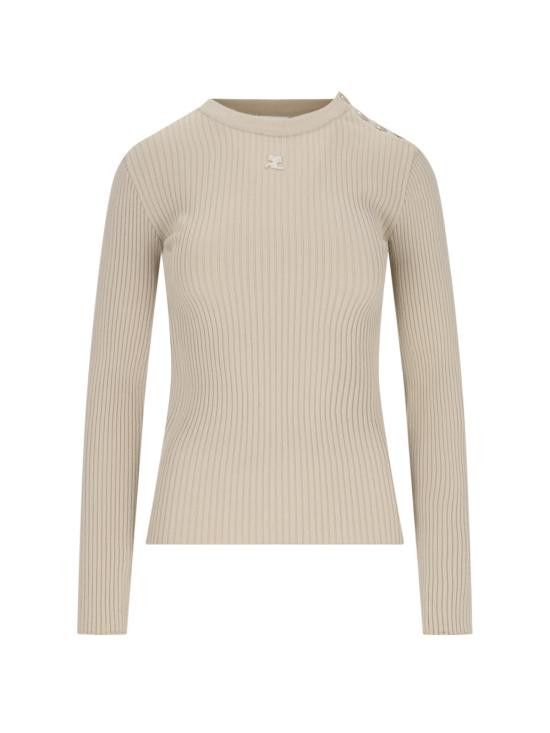 Courreges COURREGES Women Sweater VESMPU187FI0001 1054 Beige Size L / US 10 / IT 46 - 1 Thumbnail