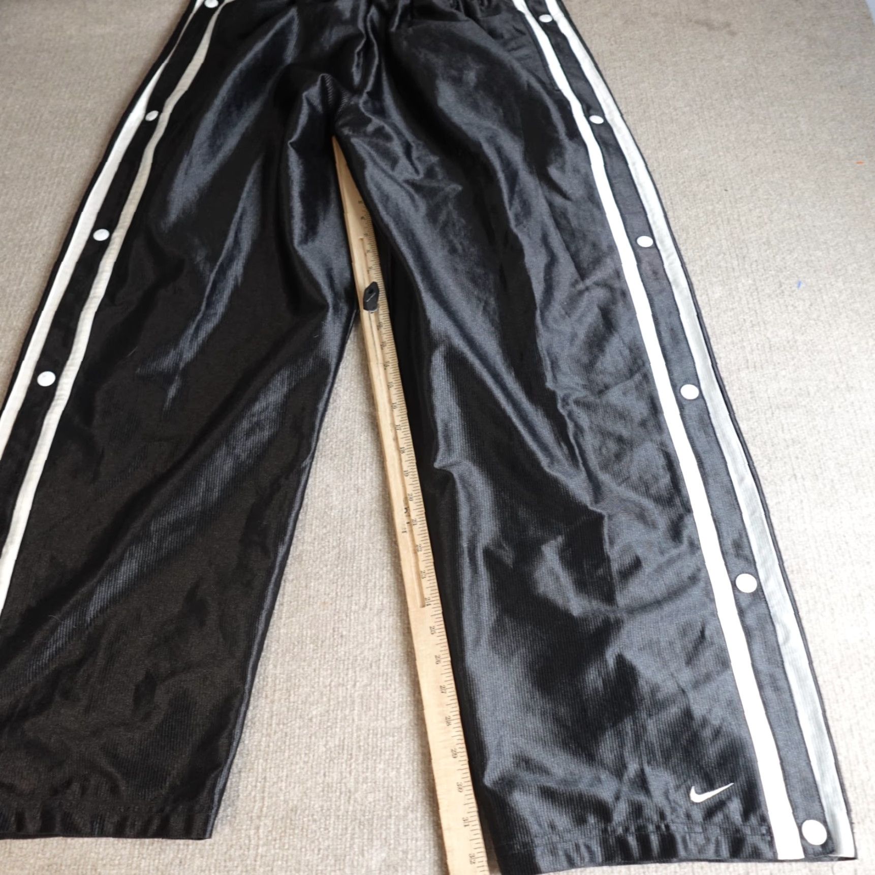 Nike VINTAGE Nike Pants 2XL Black Satin Tear Away Gray Tag Drawstring Track Pants Mens Size US 39 - 2 Thumbnail