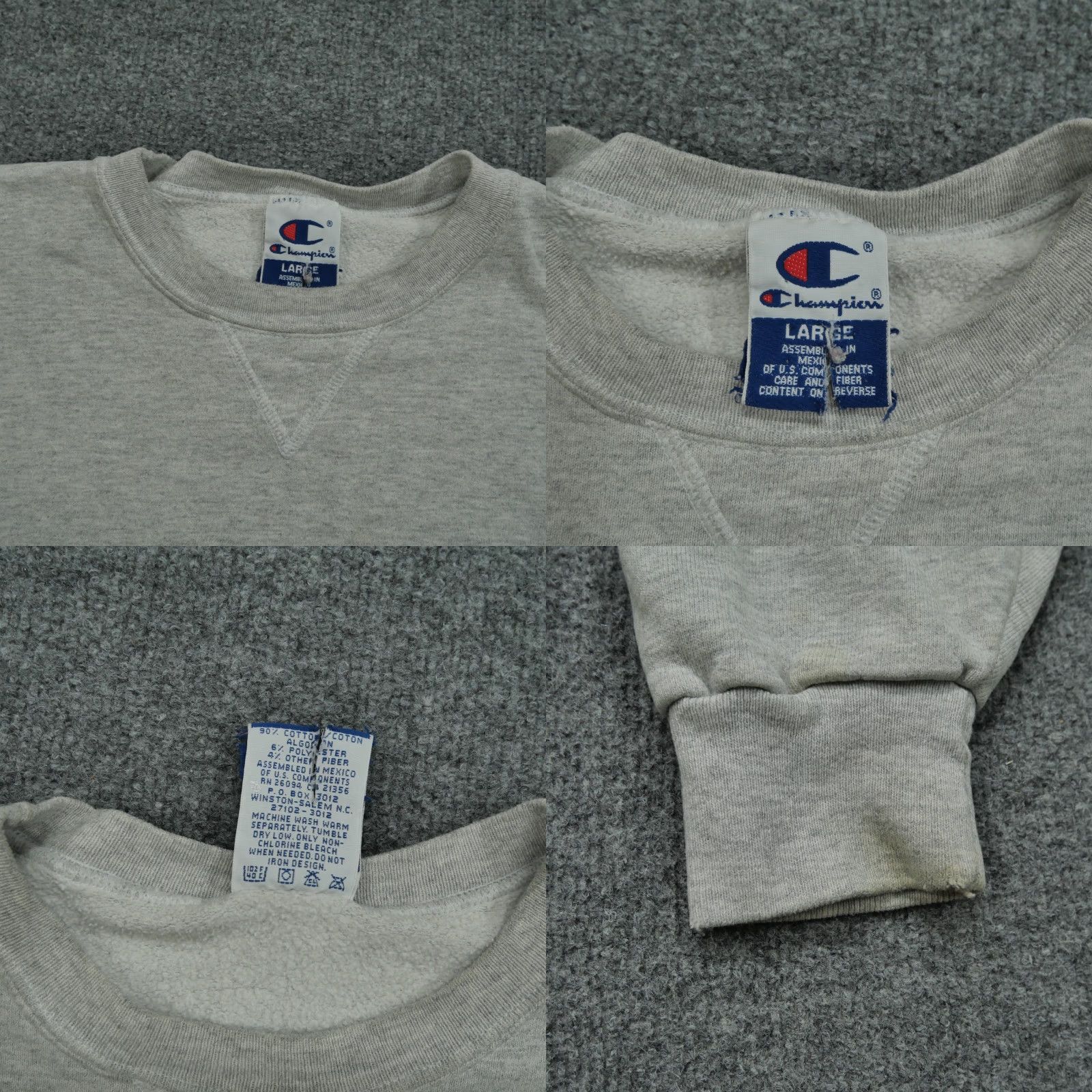 Champion VINTAGE Champion Sweatshirt Mens L Grey Pullover 90s Y2K Logo, Crew Neck, Long Sleeve, Cotton-Polyester, Fleece, Winter, 90s, Sweatshirt, Regular Fit Size US L / EU 52-54 / 3 - 8 Thumbnail