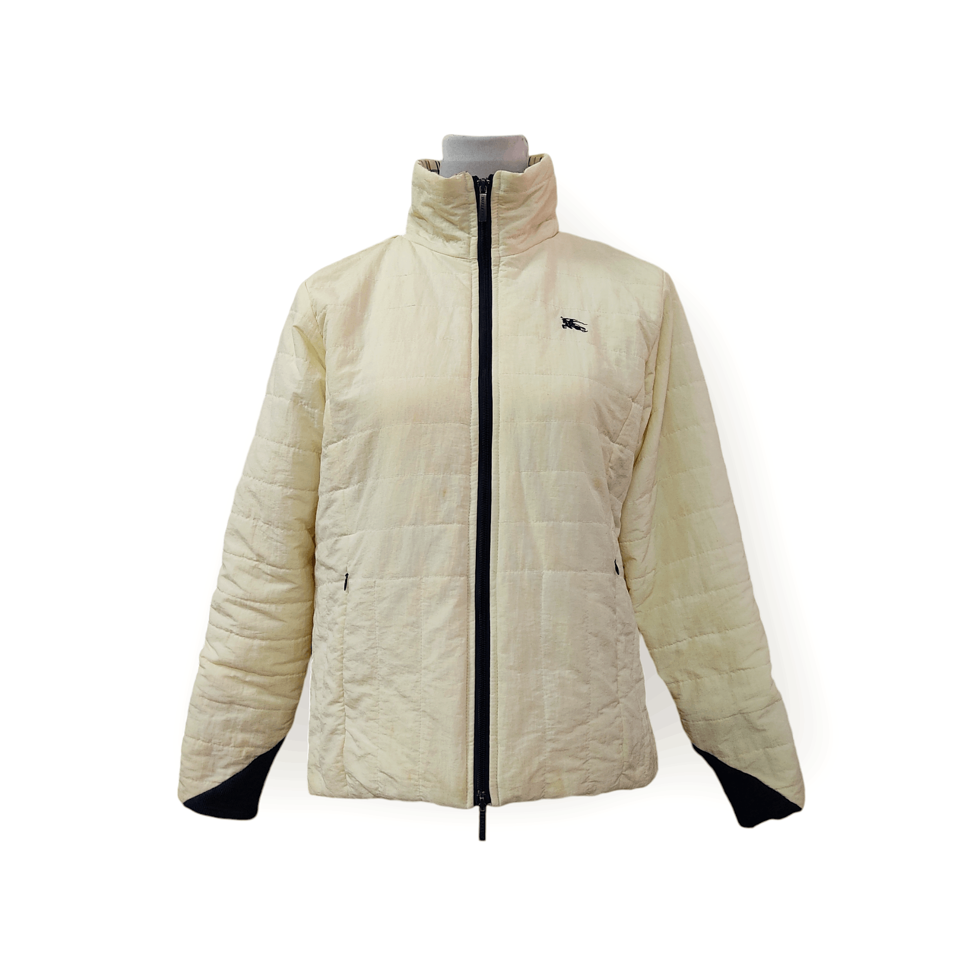 Burberry Vintage Burberry Light Cream Yellow Zipper Puffer Jacket Size M / US 6-8 / IT 42-44 - 1 Thumbnail