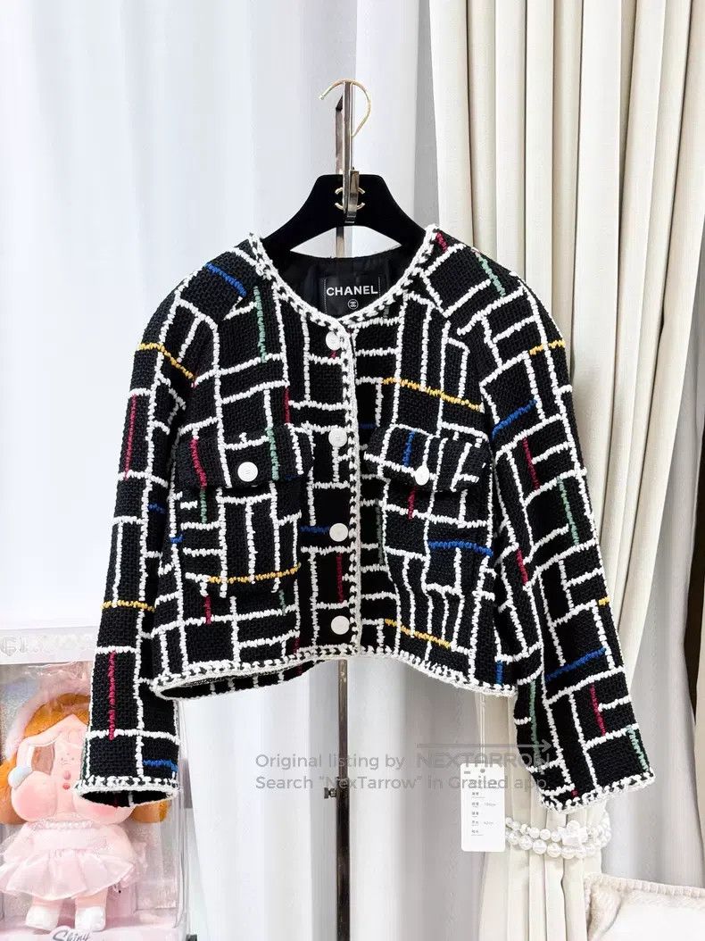Chanel Chanel Colorful maze pattern striped tweed woven long-slee Size S / US 4 / IT 40 - 1 Thumbnail