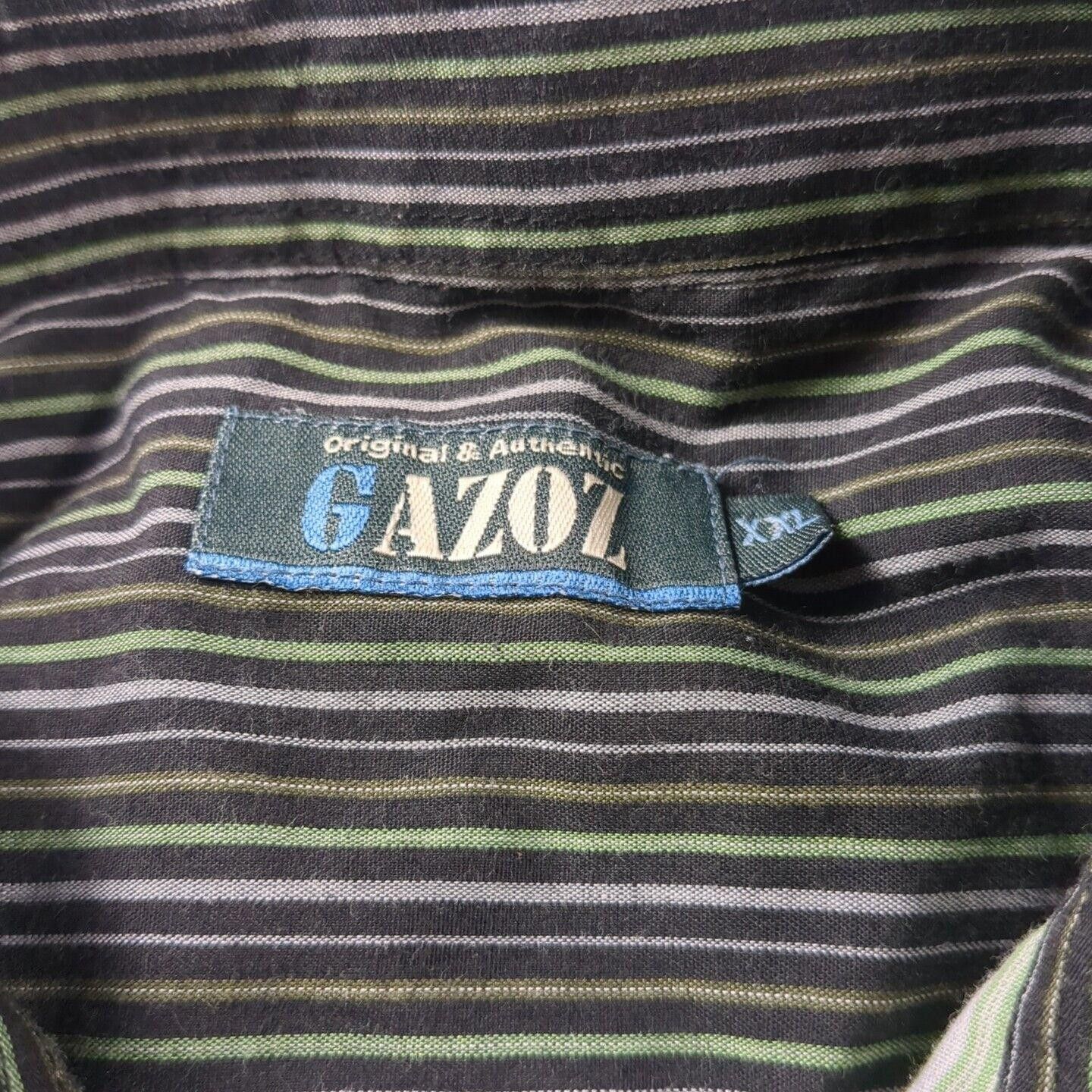 Designer Gazoz Shirt Men XXL Green Stripe Contrast Collar French Cuff Size US XXL / EU 58 / 5 - 4 Thumbnail