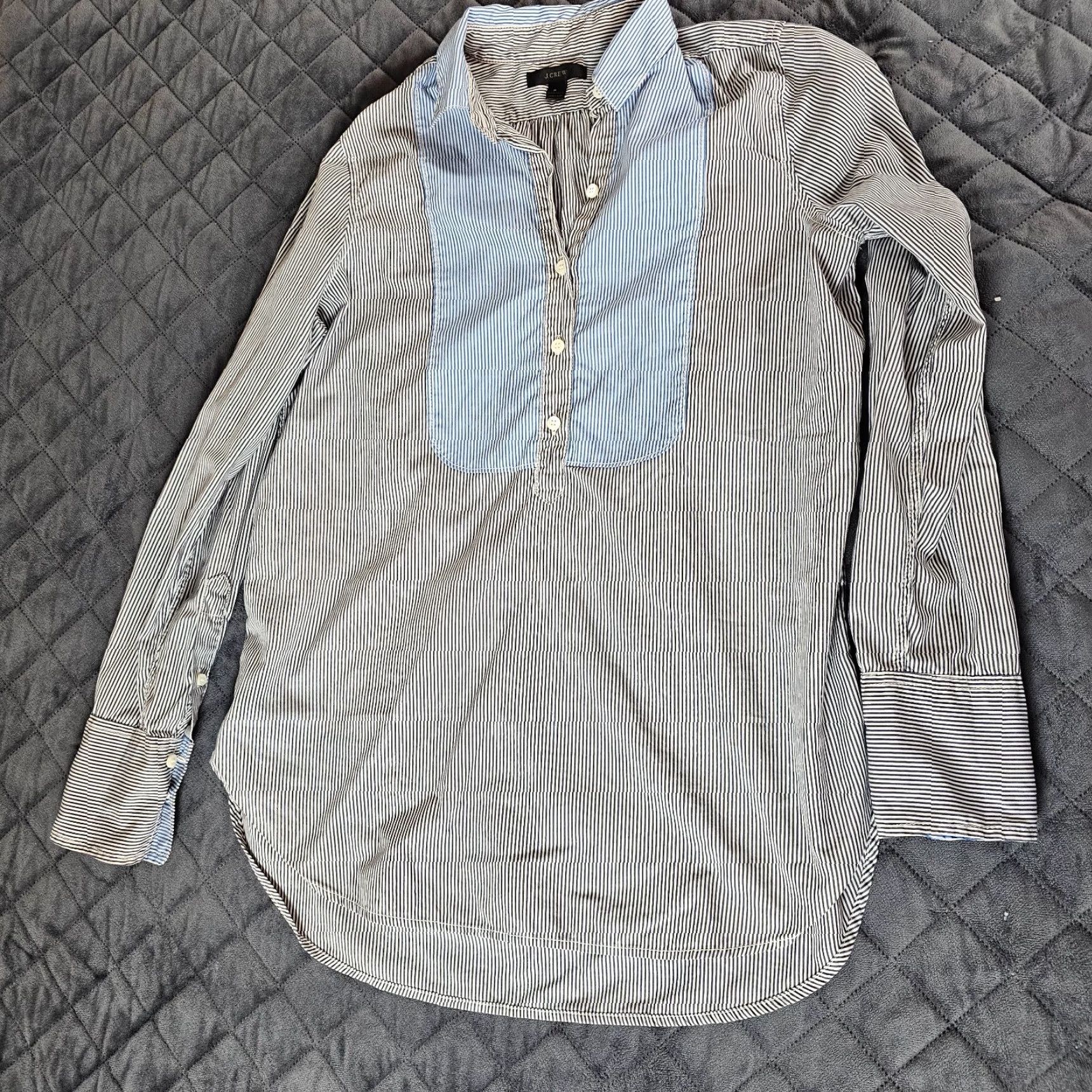 J.Crew J Crew Shirt Women's 2 Black Stripe Long Sleeve 1/2 Button Up Blouse Two Tone Size XS / US 0-2 / IT 36-38 - 6 Thumbnail