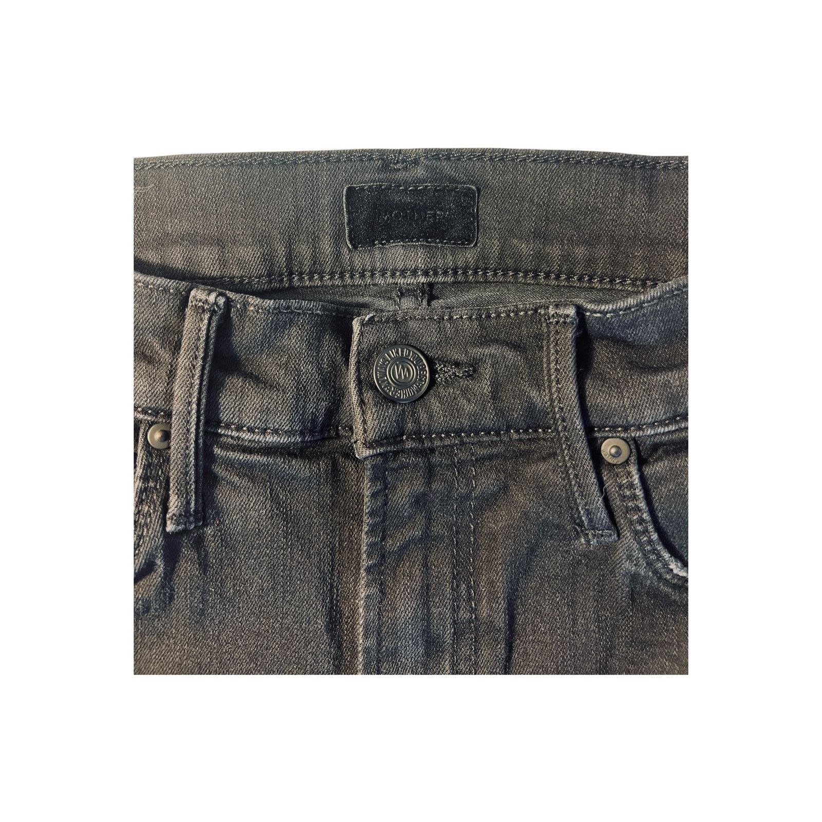 MOTHER Mother Stunner Zip Ankle Step Fray Jeans Not Guilty Black 24 Size 24" / US 00 / IT 34 - 5 Thumbnail