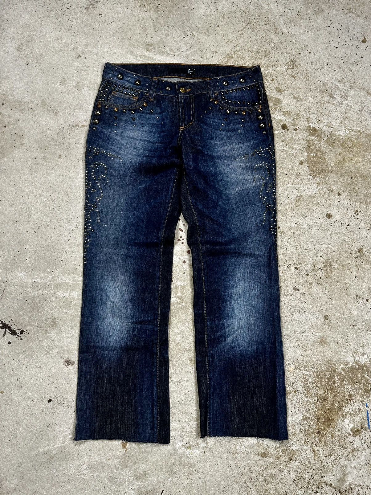 AW2010 Just Cavalli Studed Jeans Washed Flare Bootcut Denim