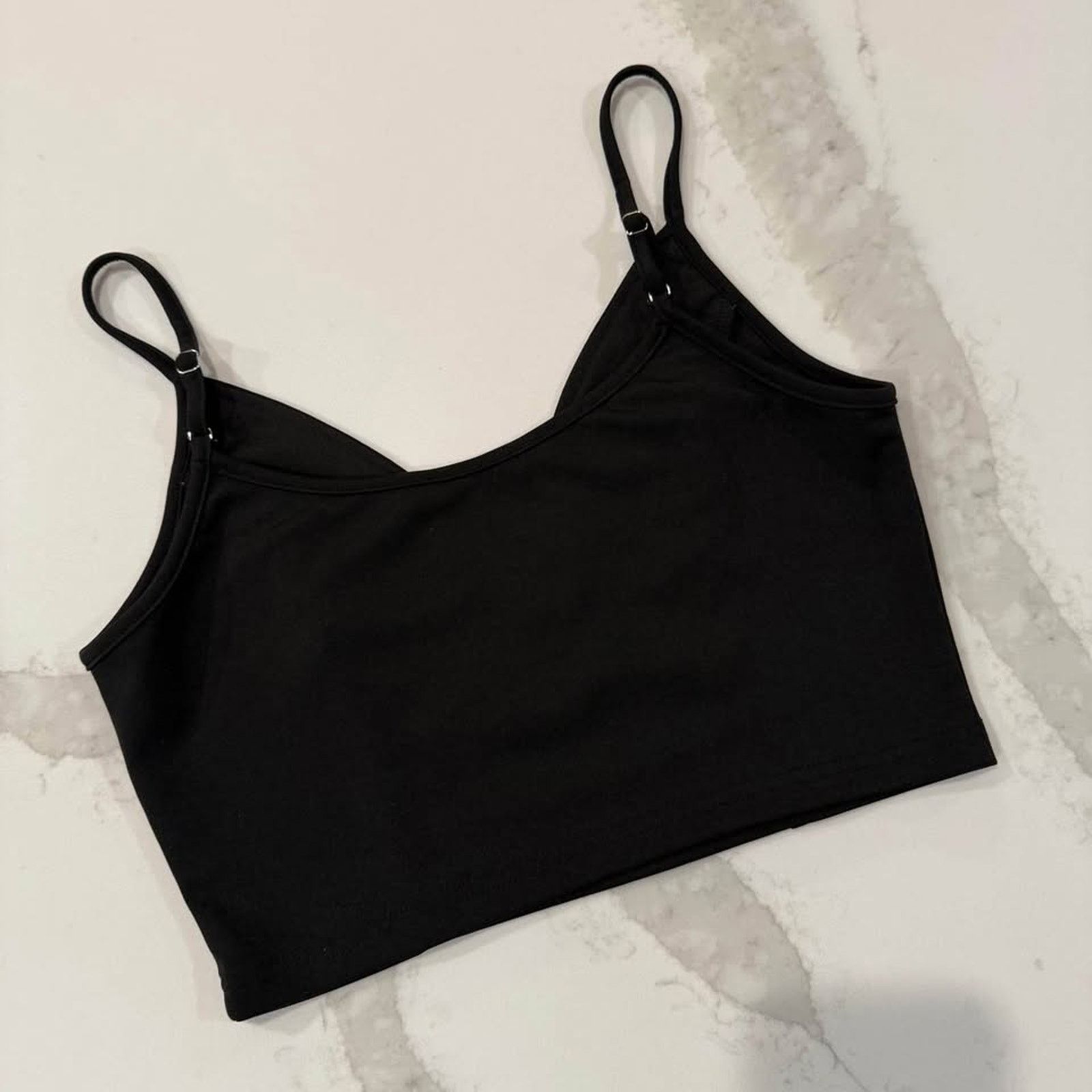 Shein SHEIN Deep V Line Black Crop Top Womens Medium Chic Sexy Size M / US 6-8 / IT 42-44 - 4 Thumbnail