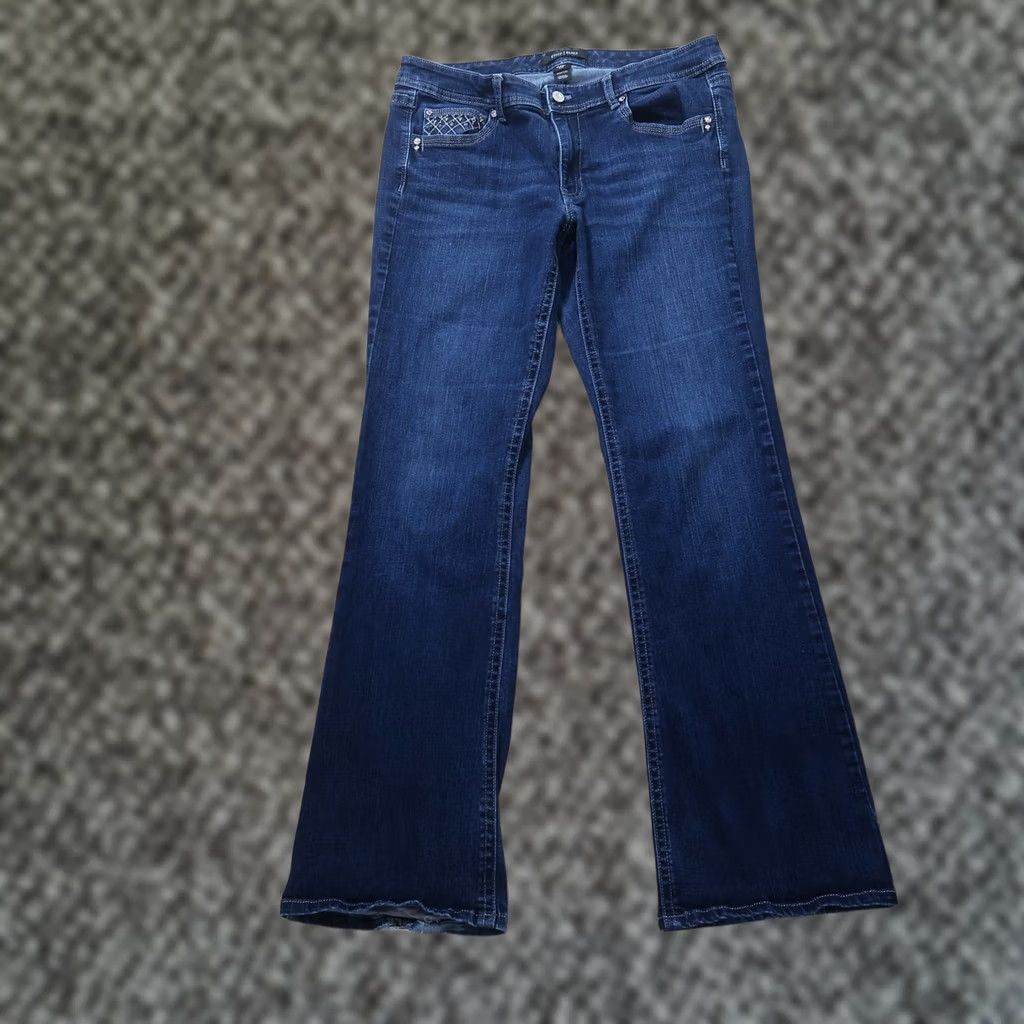 White House Black Market White House Black Market Jeans Womens 12 Blue Denim Bootcut 5-Pocket Classic Mid Rise Dark Wash Size 34" / US 12 / IT 48 - 1 Thumbnail