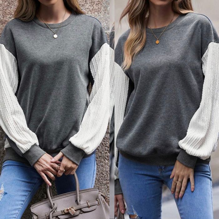 Shein Shein Curve Lune Colorblock Drop Shoulder Bishop Sweatshirt | Grailed