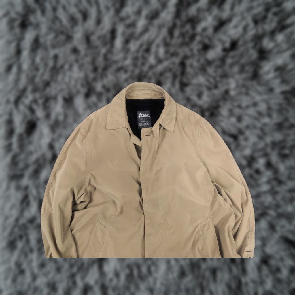 Herno Herno Vintage Trench Coat Mens Beige Nylon Blend Oversized Jacket Wool Lining Size US M / EU 48-50 / 2 - 1 Thumbnail