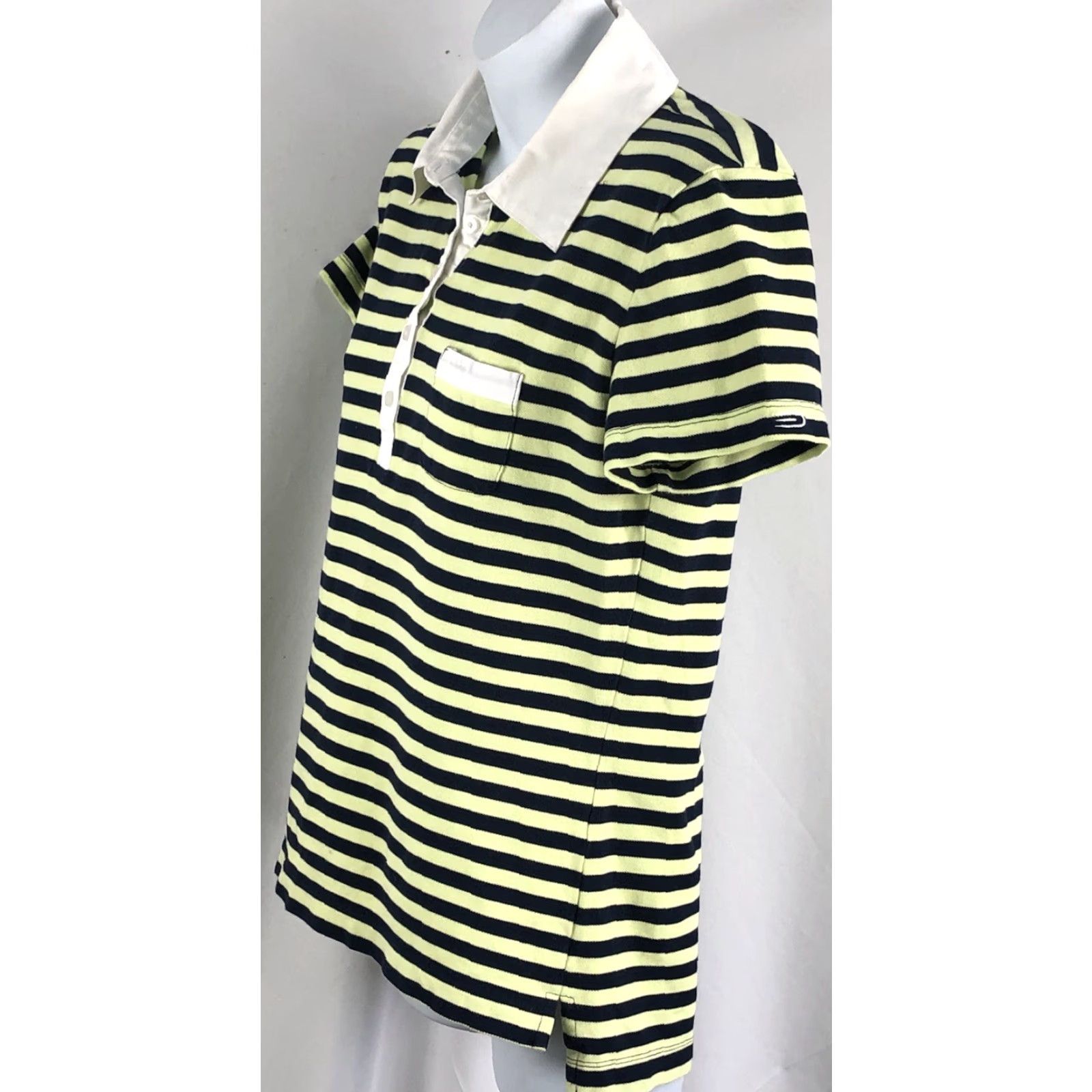 Dockers Dockers Polo Shirt M Green/Blue Stripe Short Sleeve Button Collared Casual, Preppy Womens Medium Size M / US 6-8 / IT 42-44 - 2 Thumbnail