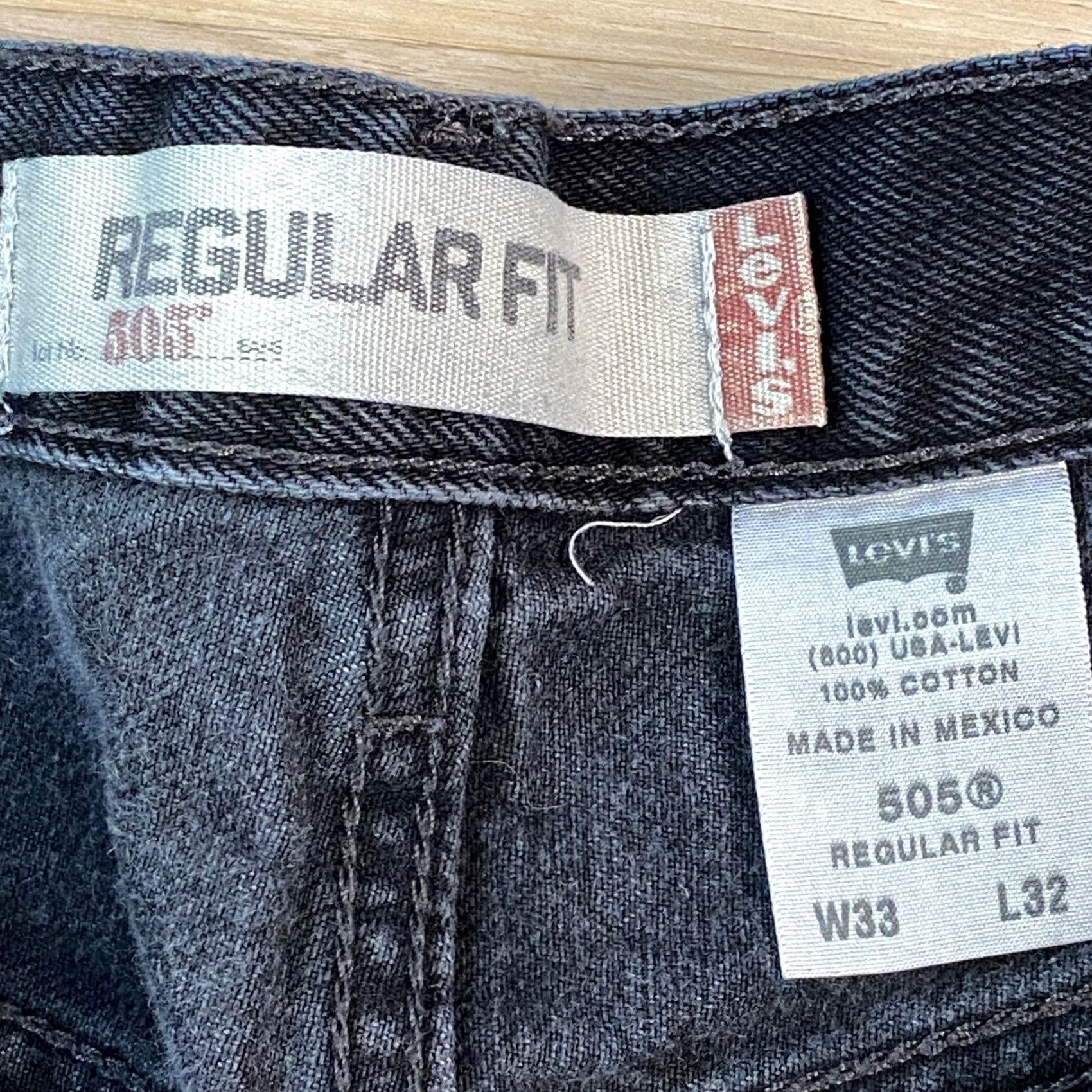 Levi's Levi's 505 Jeans Men 33x32 Heritage 100% Cotton Regular Fit Washed Black Vintage Straight Jeans Mens Size US 33 - 3 Thumbnail