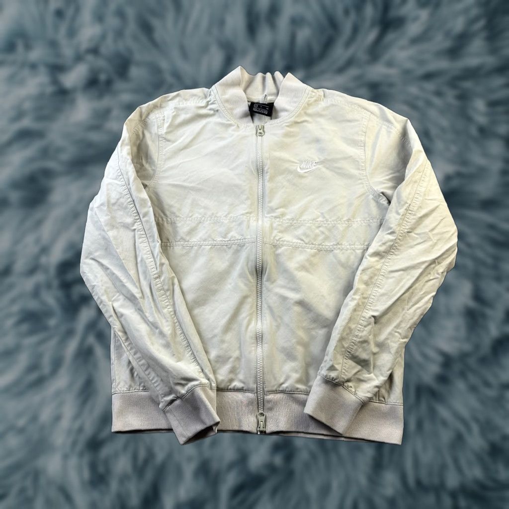 Nike Nike Jacket Mens Small Beige Tan Cream Bomber Woven Windbreaker Unlined Full Zip Pockets Size US S / EU 44-46 / 1 - 1 Thumbnail