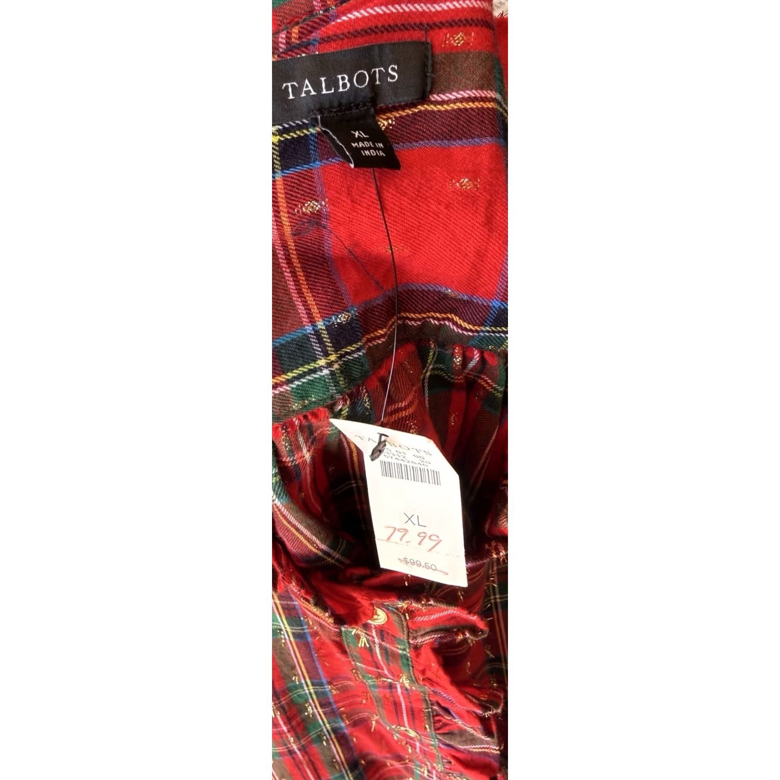 Talbots Talbots Button Up Shirt XL Red White Plaid Shimmer Ruffle Long Sleeves Woman Regular Sleeves Button-Up Casual Holiday Colorful Canvas? Size XL / US 12-14 / IT 48-50 - 6 Thumbnail