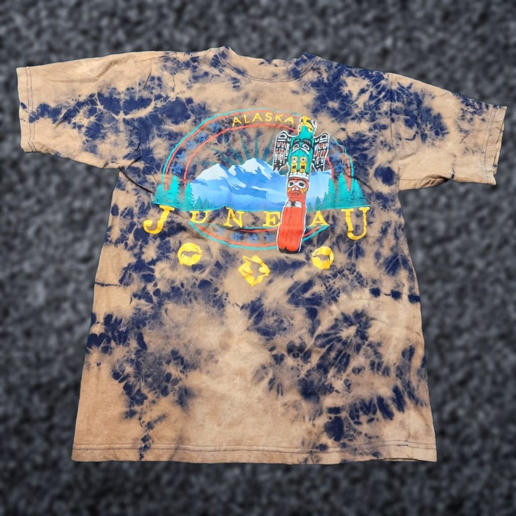 Vintage VINTAGE Y2K Mens L T Shirt Souvenir Juneau Alaska Tie Dye Travel Blue Cotton Blend Crew Neck Short Sleeve Mens Size US L / EU 52-54 / 3 - 1 Thumbnail