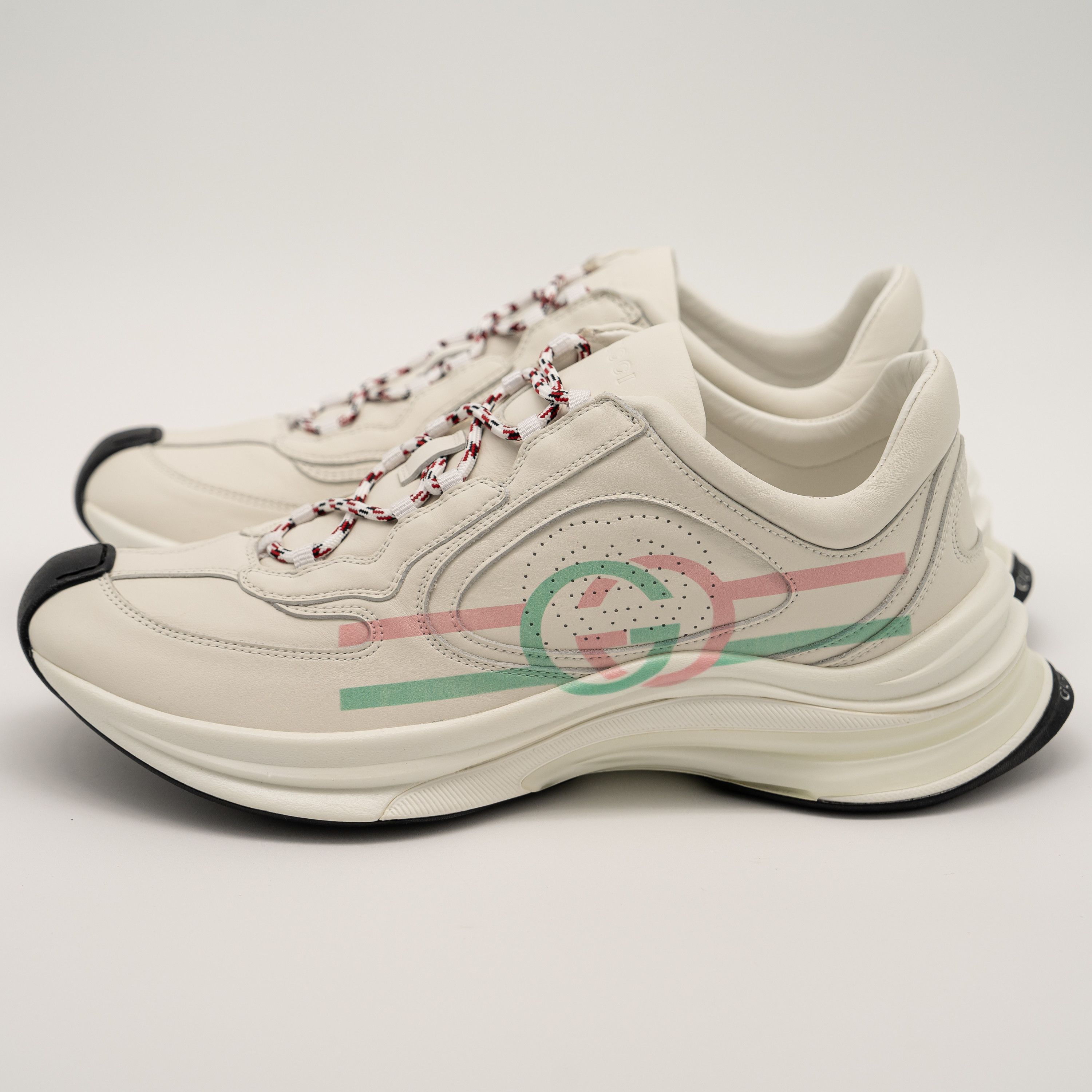 Gucci 41eu 11 us Gucci Run Sneaker White Pink Turquoise Leather GG Size US 11 / IT 41 - 4 Thumbnail