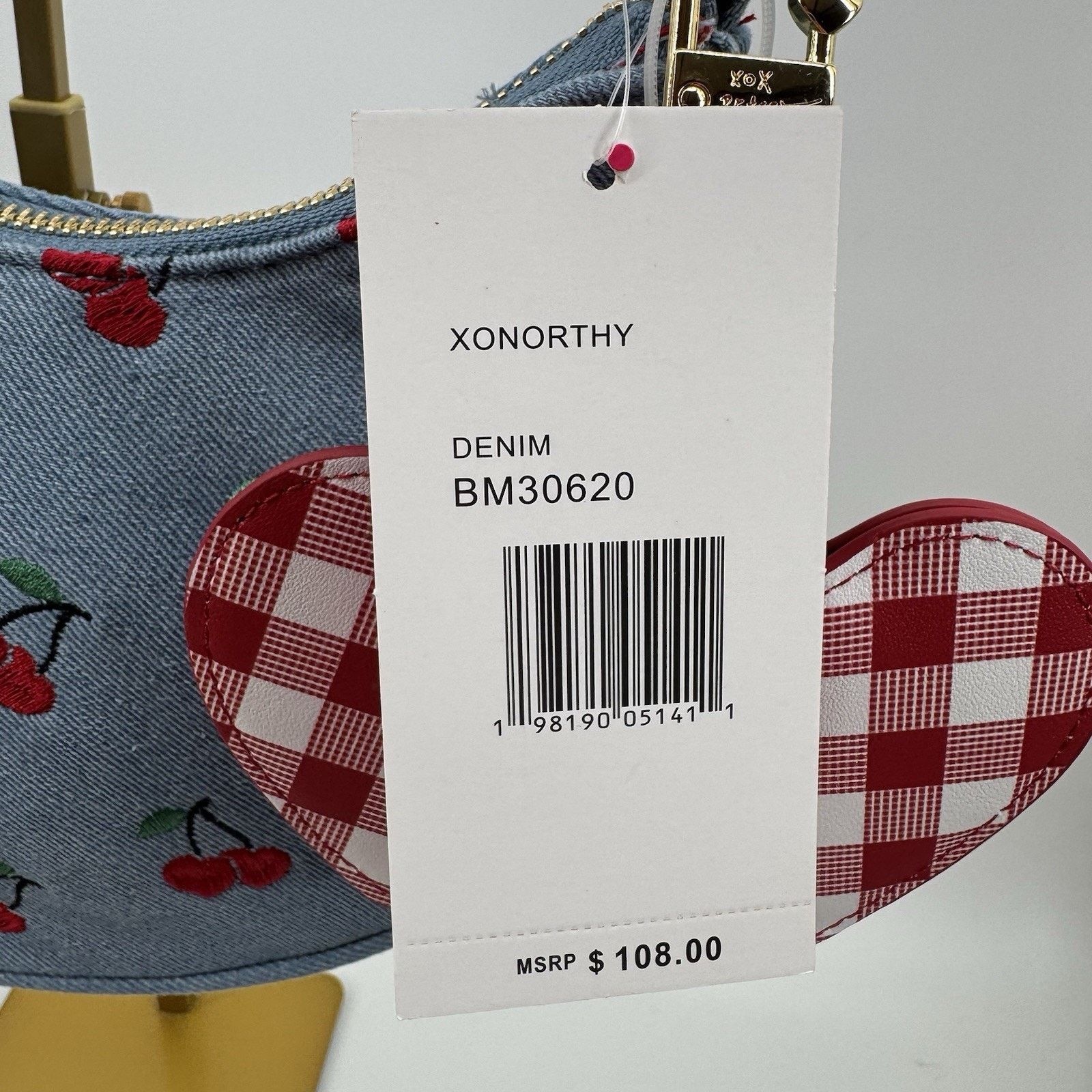Betsey Johnson Betsey Johnson Denim Cherry Gingham Crossbody NWT Size ONE SIZE - 5 Thumbnail
