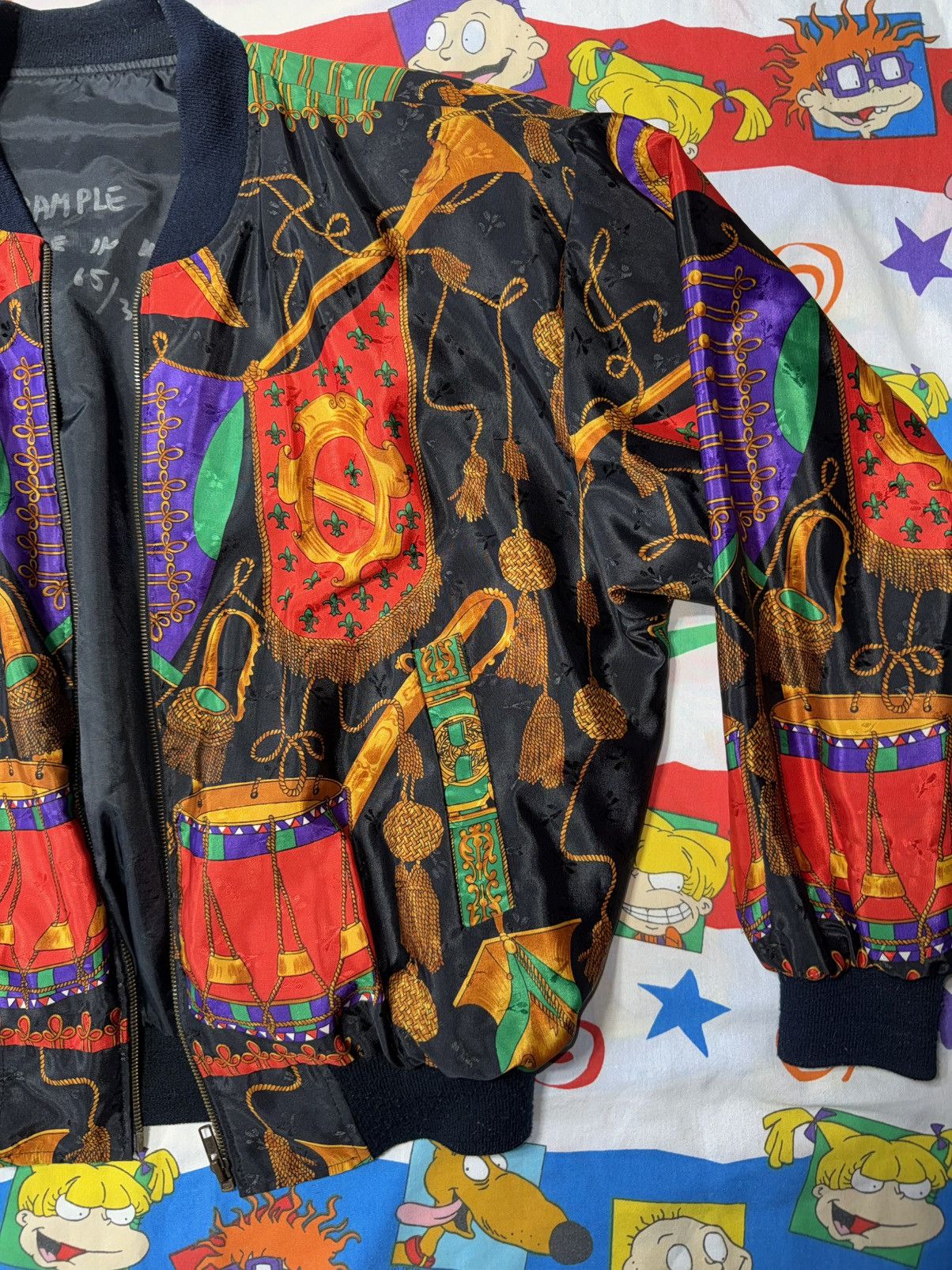 Other Vintage 80s 90s Silk Bomber Coat Hermes Style SAMPLE Size L / US 10 / IT 46 - 2 Thumbnail