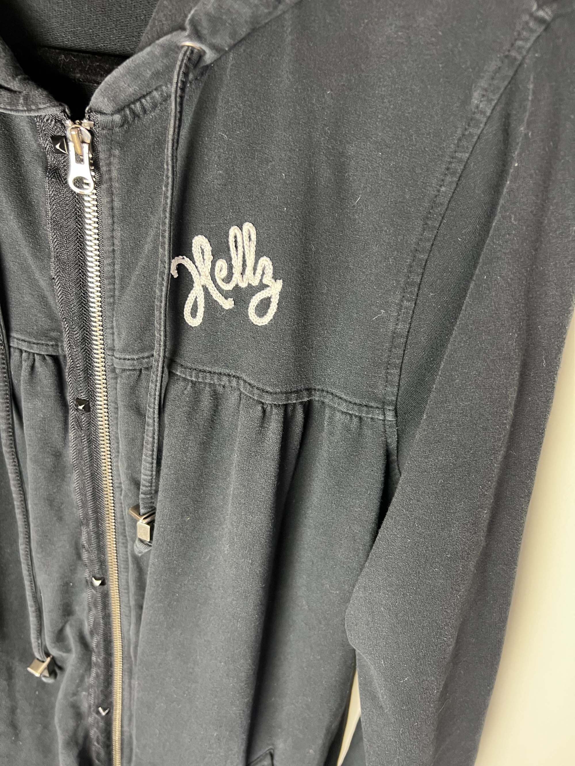 Hells Bells Vintage 2006 Black Hellz Bellz Rockabilly Zip Up Long Hoodie Size L / US 10 / IT 46 - 8 Thumbnail