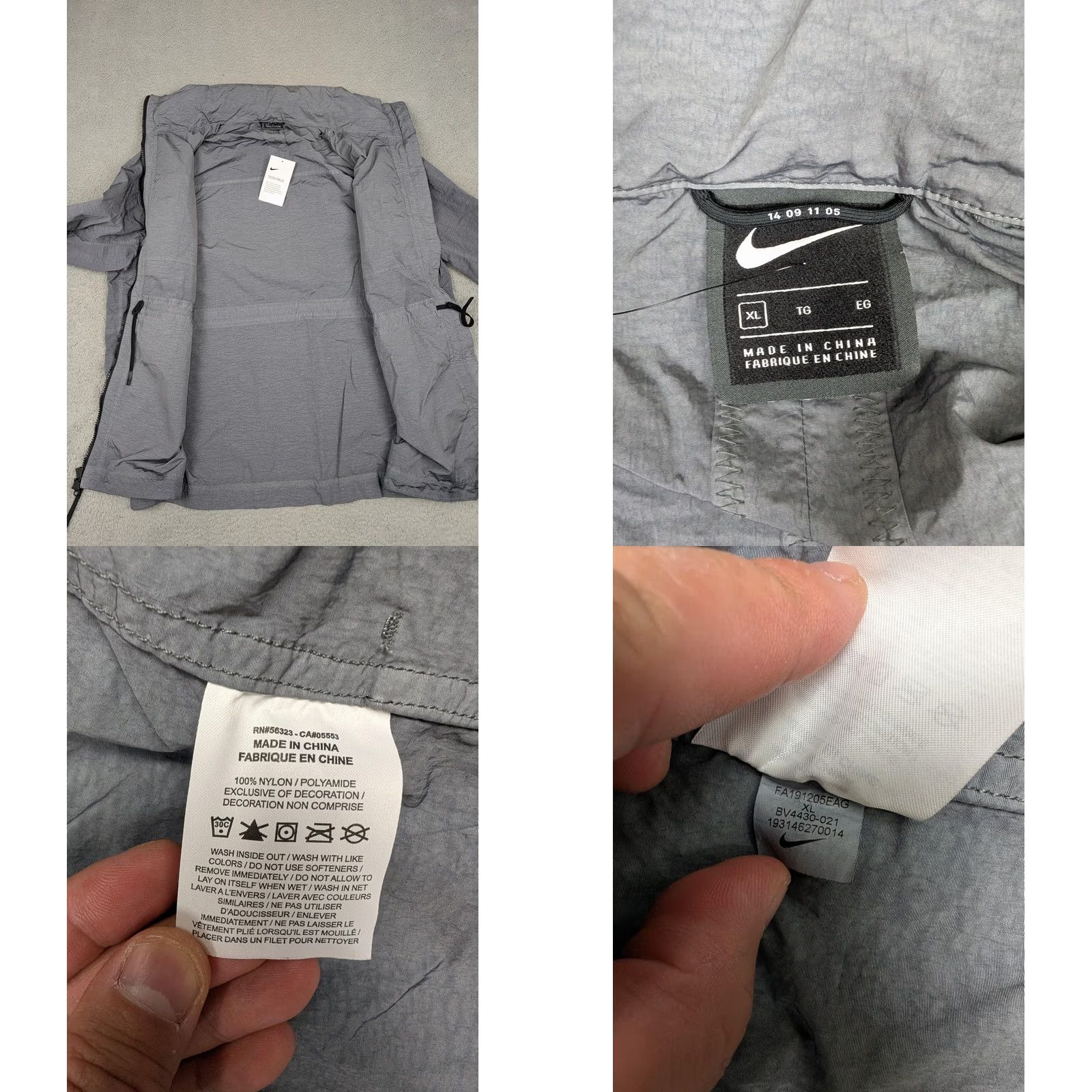 Nike Nike Tech Pack Jacket Mens XL Gray Packable Hood Full Zip Nylon Long Beach LB Size US XL / EU 56 / 4 - 9 Thumbnail