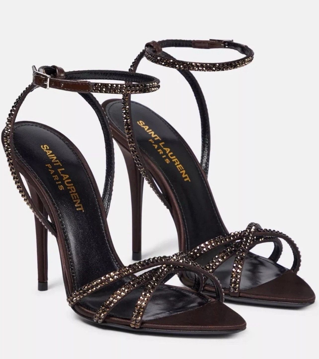 Yves Saint Laurent Saint Laurent Ava Sandals Satin with Rhinestones size 37.5 Size US 7.5 / IT 37.5 - 1 Thumbnail