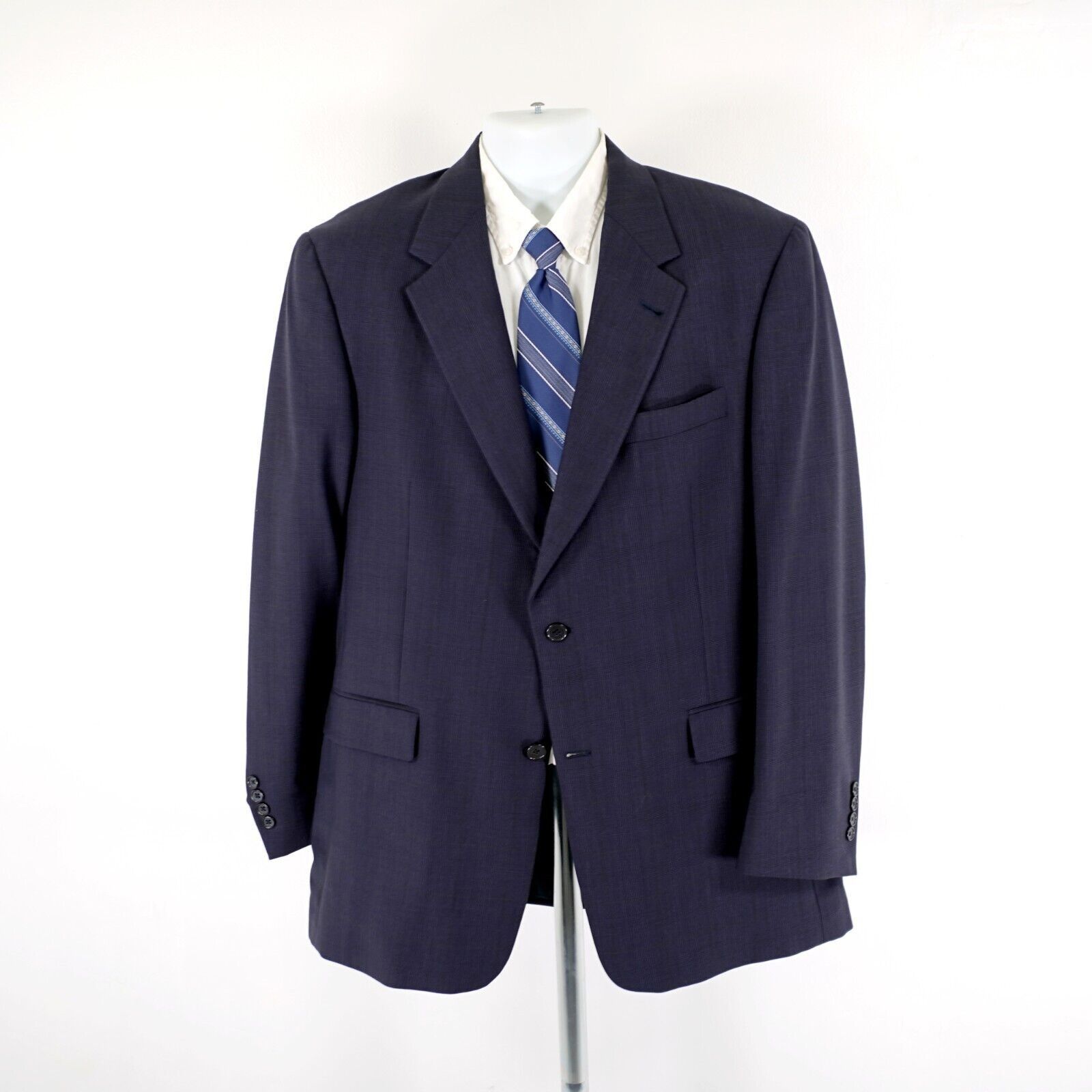 Austin Reed Austin Reed Wool Blue Glen Plaid Suit 42L 37/32 W/ Brown Win Size 42L - 6 Thumbnail