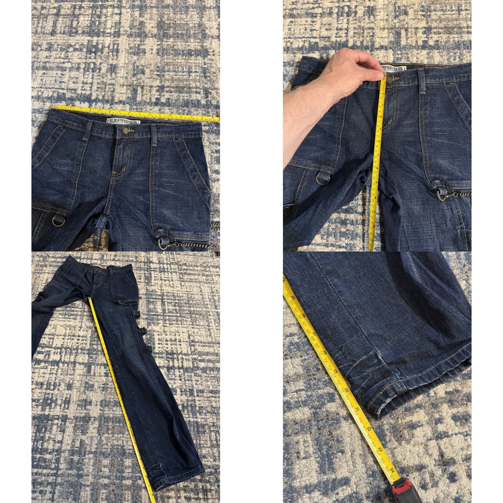 Express VINTAGE Y2K Express Jeans Sz 4 Low Rise Raver Buckle Straps Chain Precision Fit Size 27" / US 4 / IT 40 - 9 Thumbnail