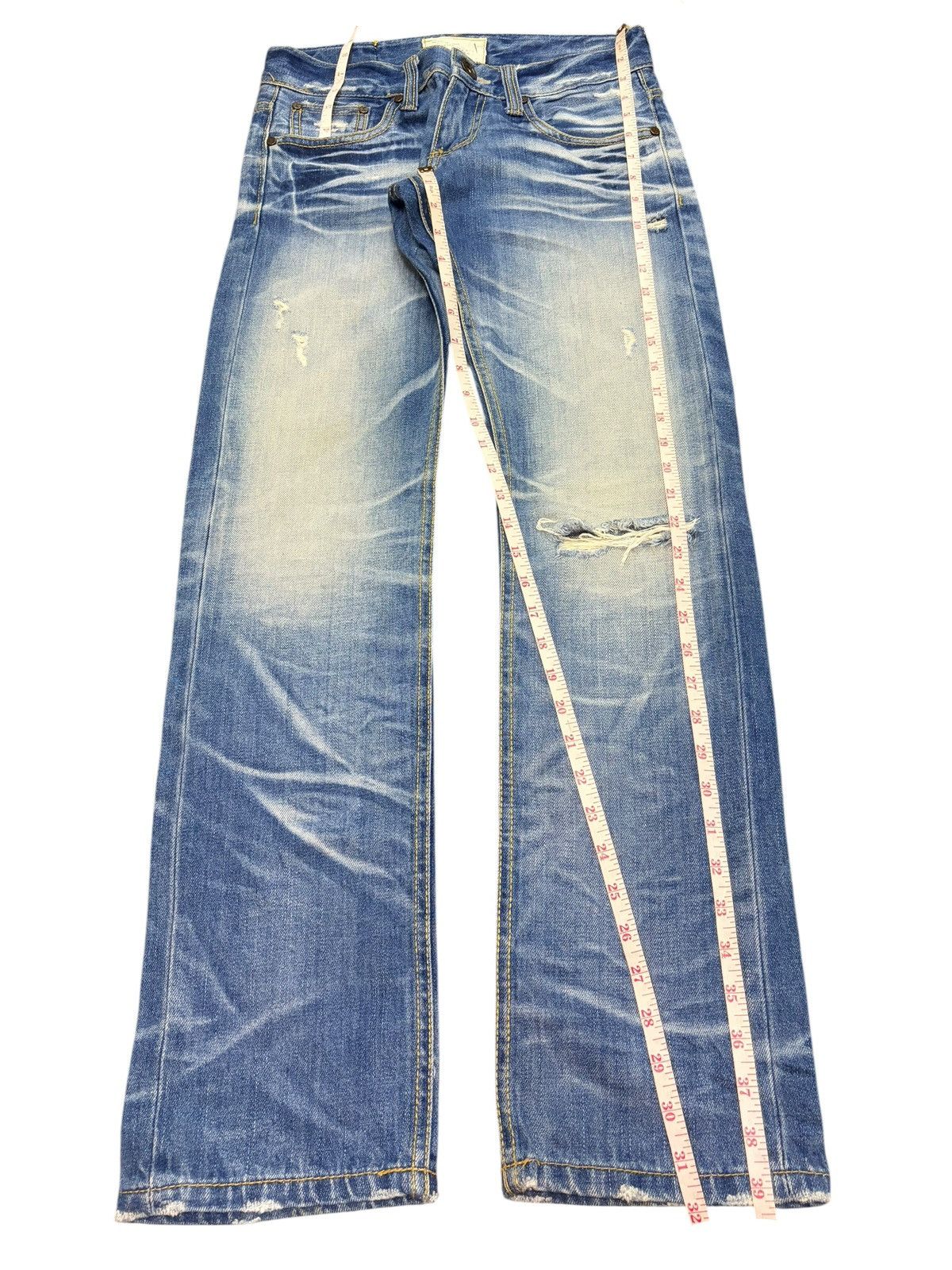 Edwin Vintage Lolita Bleached Faded Wash Distressed Jeans Size 29" - 7 Thumbnail