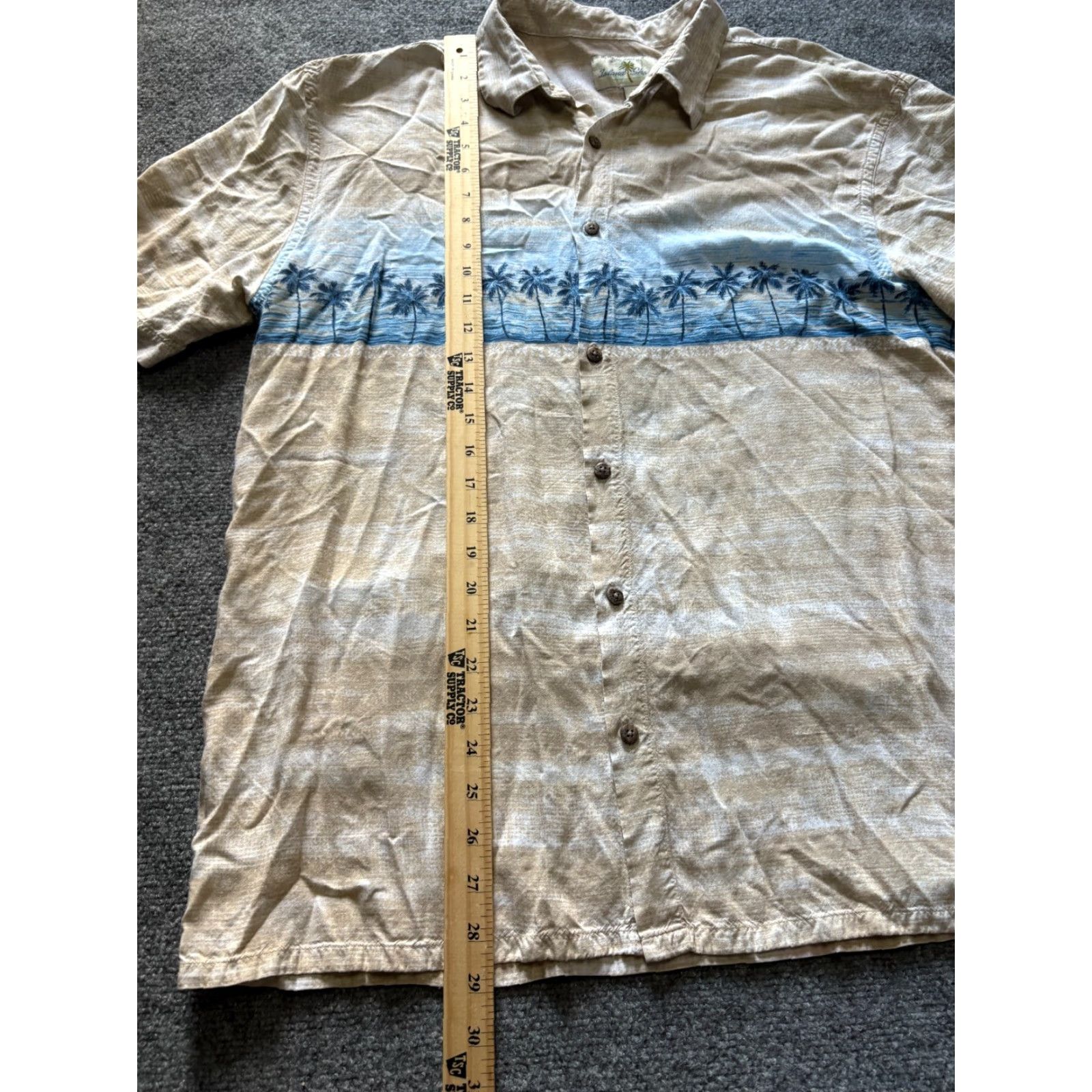Vintage Island Shores Button Up Shirt Mens XL Hawaiian Rayon Tropical Palm Tree Beige Size US XL / EU 56 / 4 - 3 Thumbnail