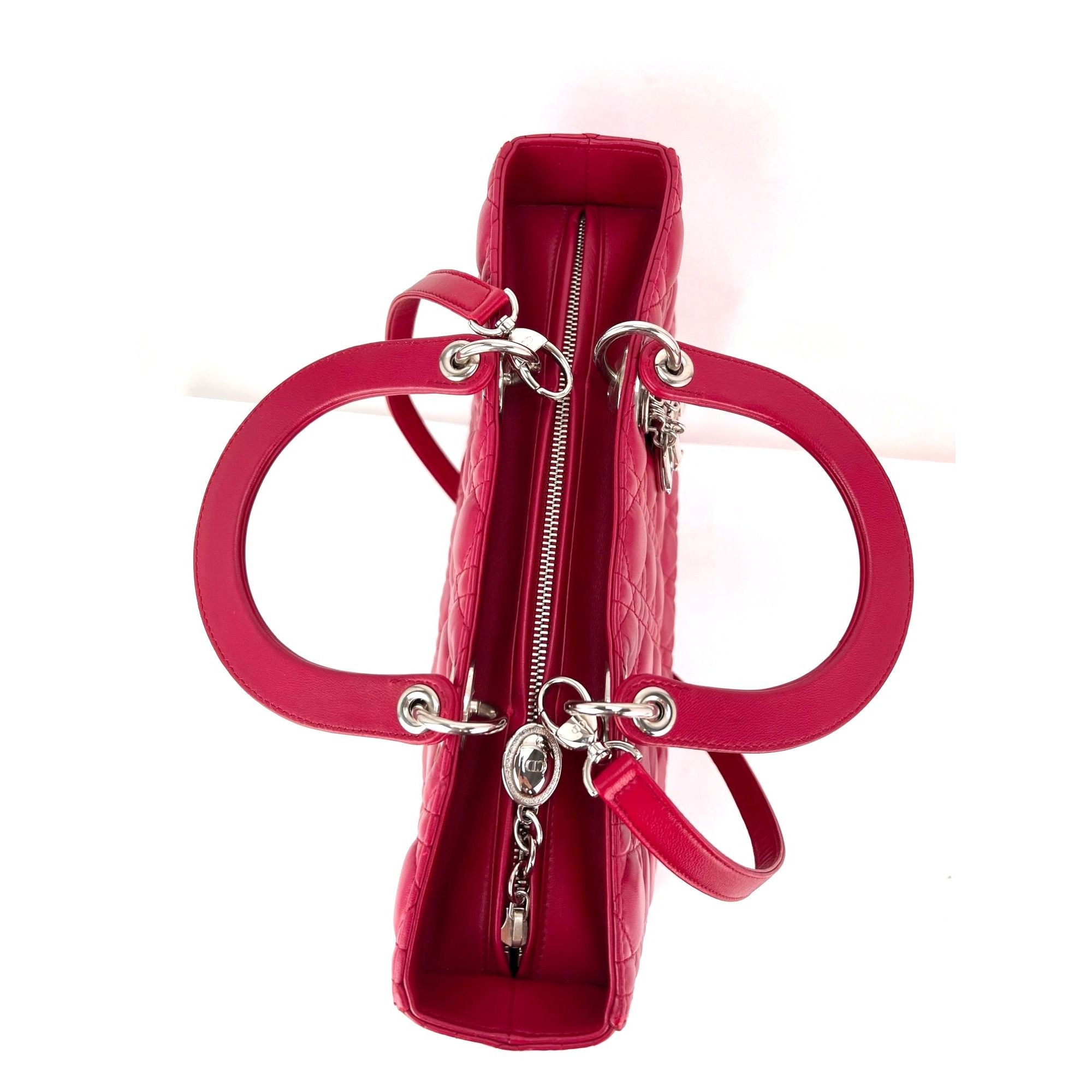 Dior Christian Dior Lambskin Cannage Large Red Lady Dior Shoulder Size ONE SIZE - 10 Thumbnail