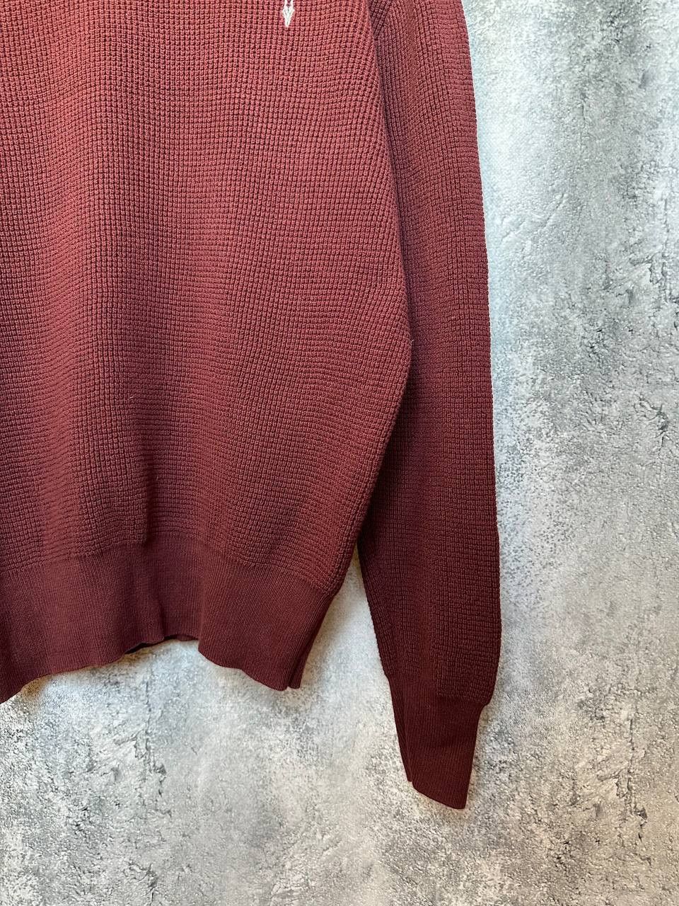 Allsaints ALLSAINTS Rias Crew Waffle Knit Sweater Burgundy Pullover Size US L / EU 52-54 / 3 - 9 Thumbnail