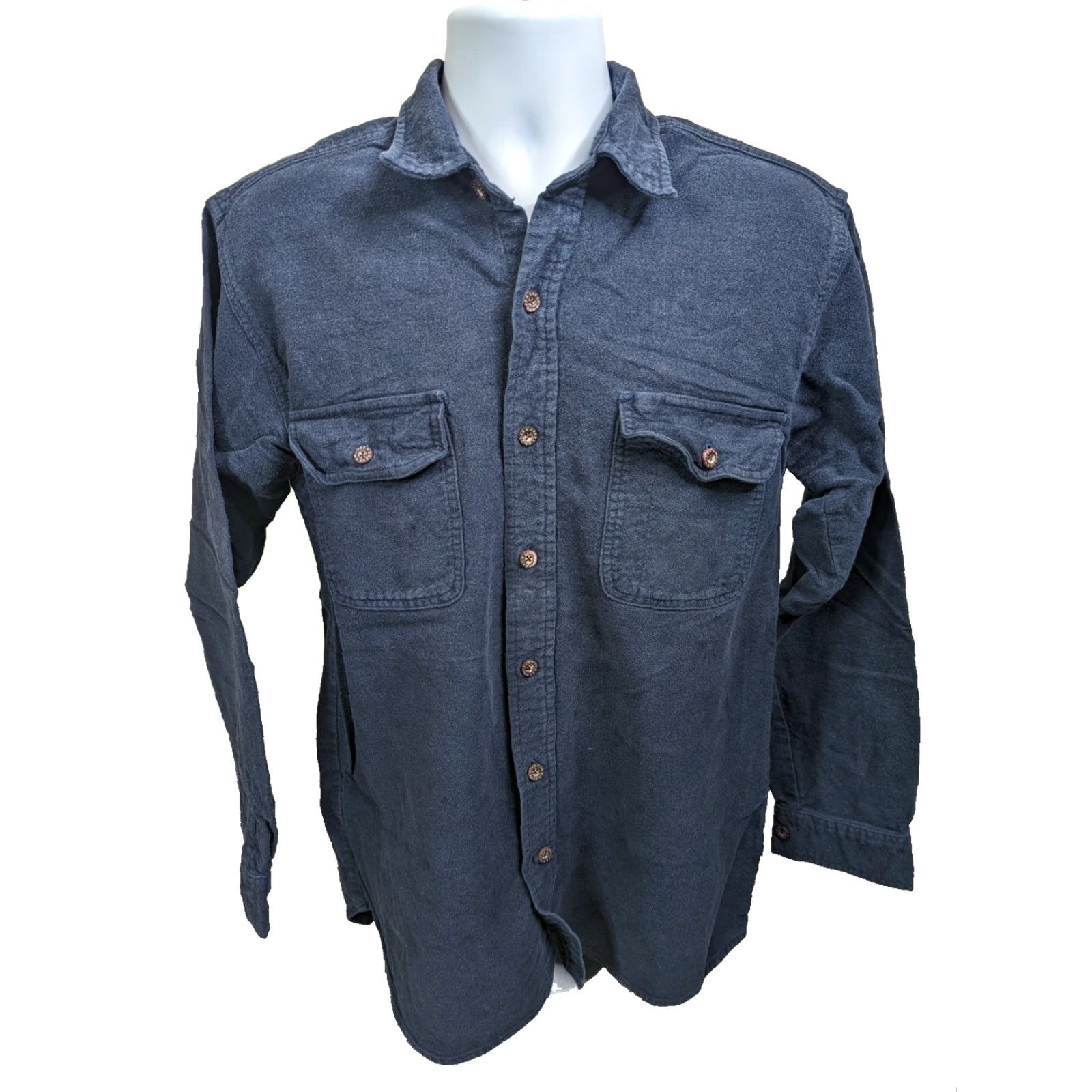 Vintage VINTAGE Moose Creek Blue Chamois Flannel Shirt Heavy Cotton Men MT Medium Tall L T3F Size US M / EU 48-50 / 2 - 2 Thumbnail