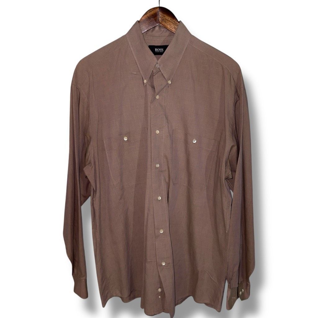 Hugo Boss 90s Hugo Boss Brown Glencheck Button Down Sport Shirt Size L Size US L / EU 52-54 / 3 - 1 Thumbnail