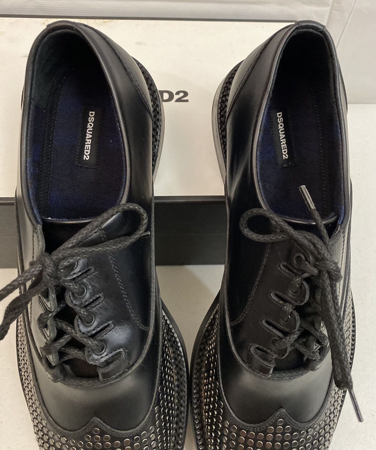Dsquared2 Dsquared2 🇮🇹 Black Leather Metalhead Wingtip Derby 12 NEW Size US 12 / EU 45 - 17 Thumbnail
