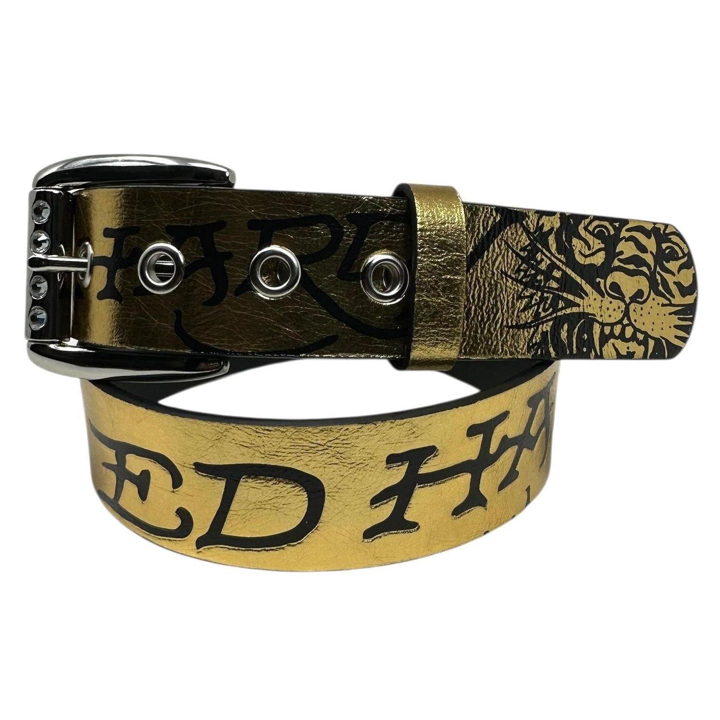 Ed Hardy Ed Hardy Men's Embossed Tiger Gold Belt Size 32 - 1 Thumbnail