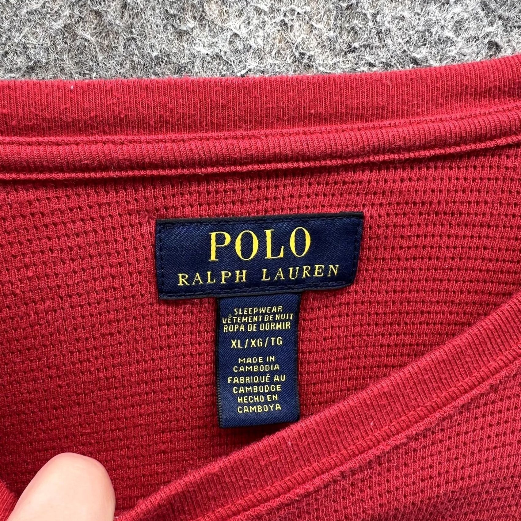 Polo Ralph Lauren Polo Ralph Lauren Shirt Mens XL Red Waffle Knit Sleepwear Thermal Long Sleeve Size US XL / EU 56 / 4 - 4 Thumbnail