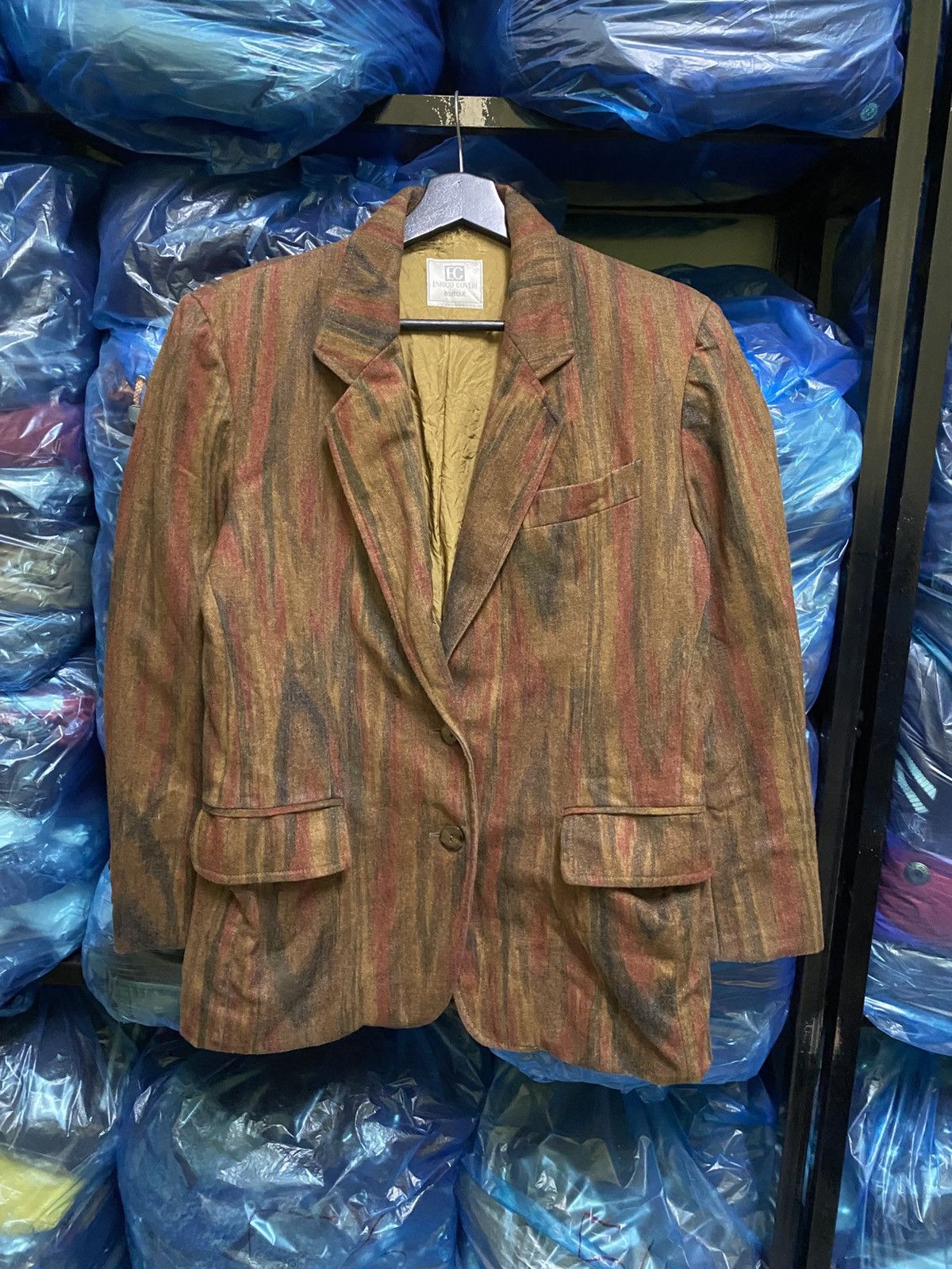 Enrico Coveri Vintage Enrico Coveri Boutique Striped Wool Blazer Italy 80s Size US M / EU 48-50 / 2 - 4 Thumbnail
