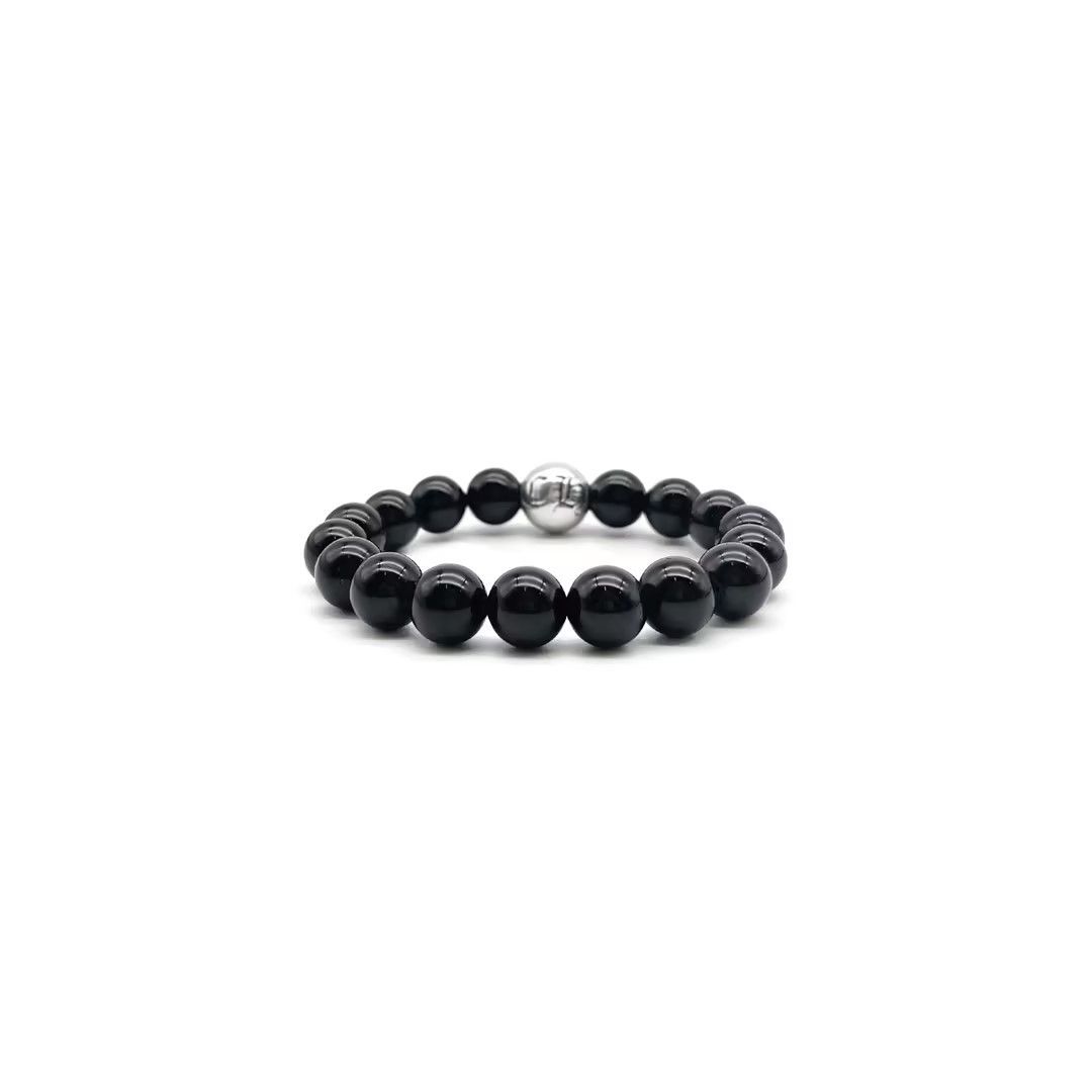 Chrome Hearts Chrome Hearts 10mm Black Single Silver Bead Cross Bracelet Size ONE SIZE - 3 Thumbnail