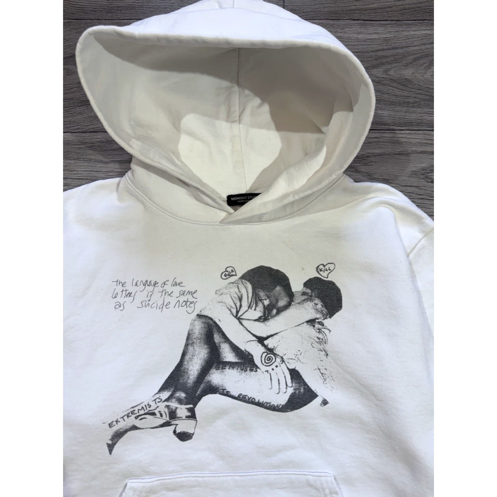Midnight Studios Midnight Studios x Courtney Love SHANE GONZALES White Hoodie M (Size 2) Mens Pullover Modern Streetwear White Hoodie Size US M / EU 48-50 / 2 - 7 Thumbnail