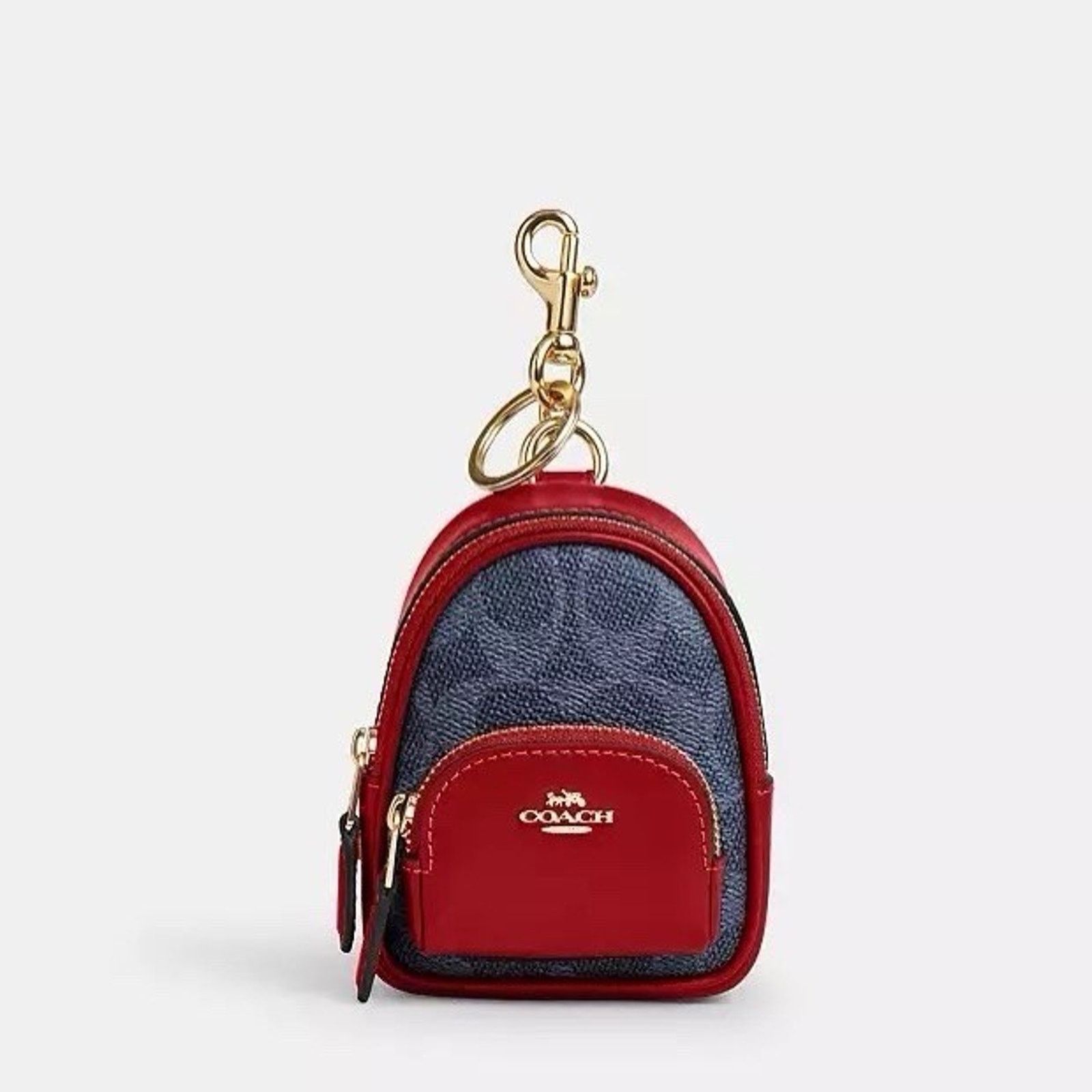 Coach NWT Coach Mini Court Backpack Bag Charm CX066 Denim/Bold Red Size ONE SIZE - 6 Thumbnail