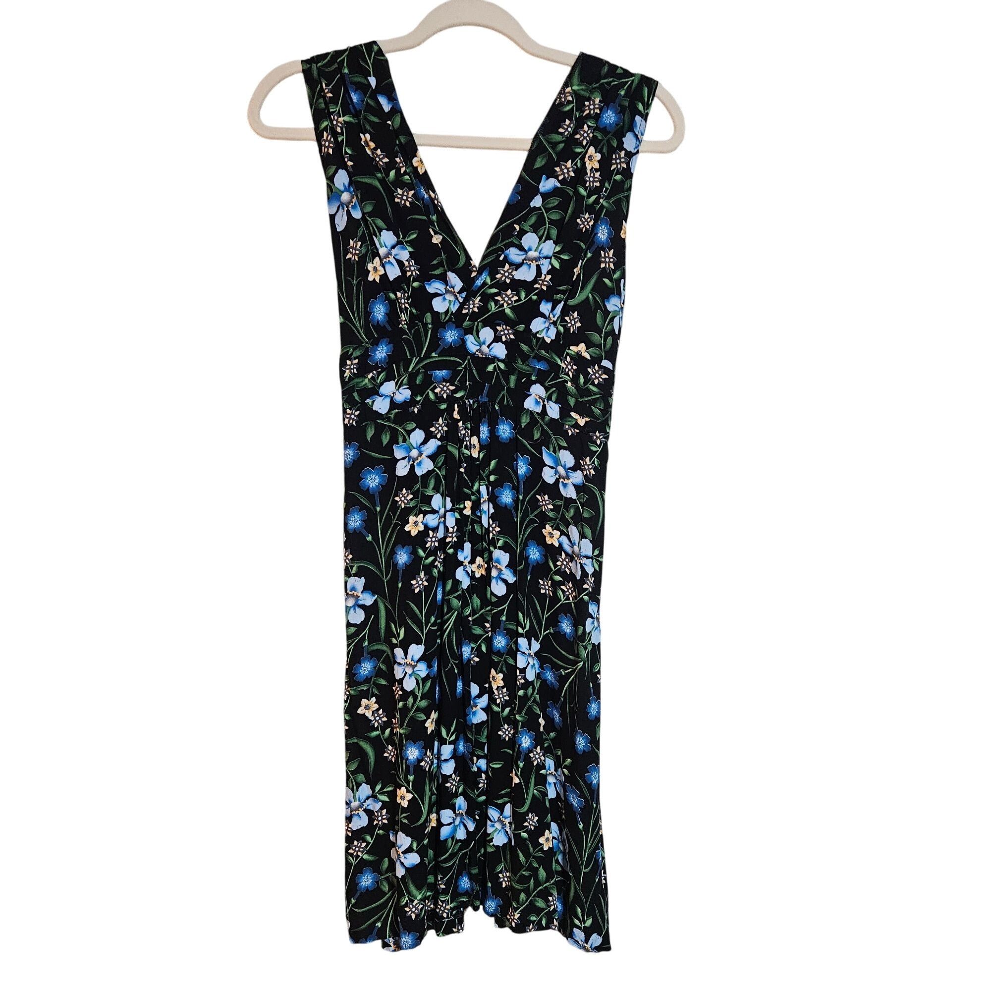 Other Modcloth Women's Floral Mini Dress Black Blue M Dark Academi Size M / US 6-8 / IT 42-44 - 2 Thumbnail