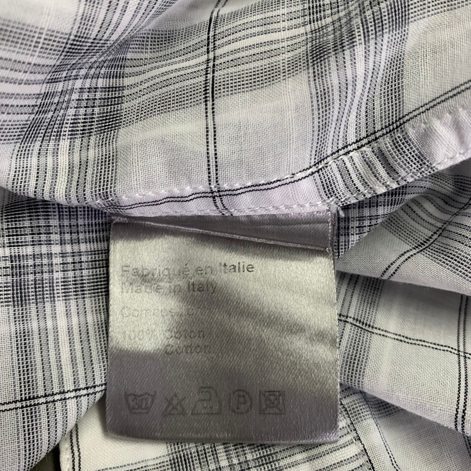 Dior L White Grey Plaid Cotton Button Up Long Sleeve Shirt Size US L / EU 52-54 / 3 - 6 Thumbnail