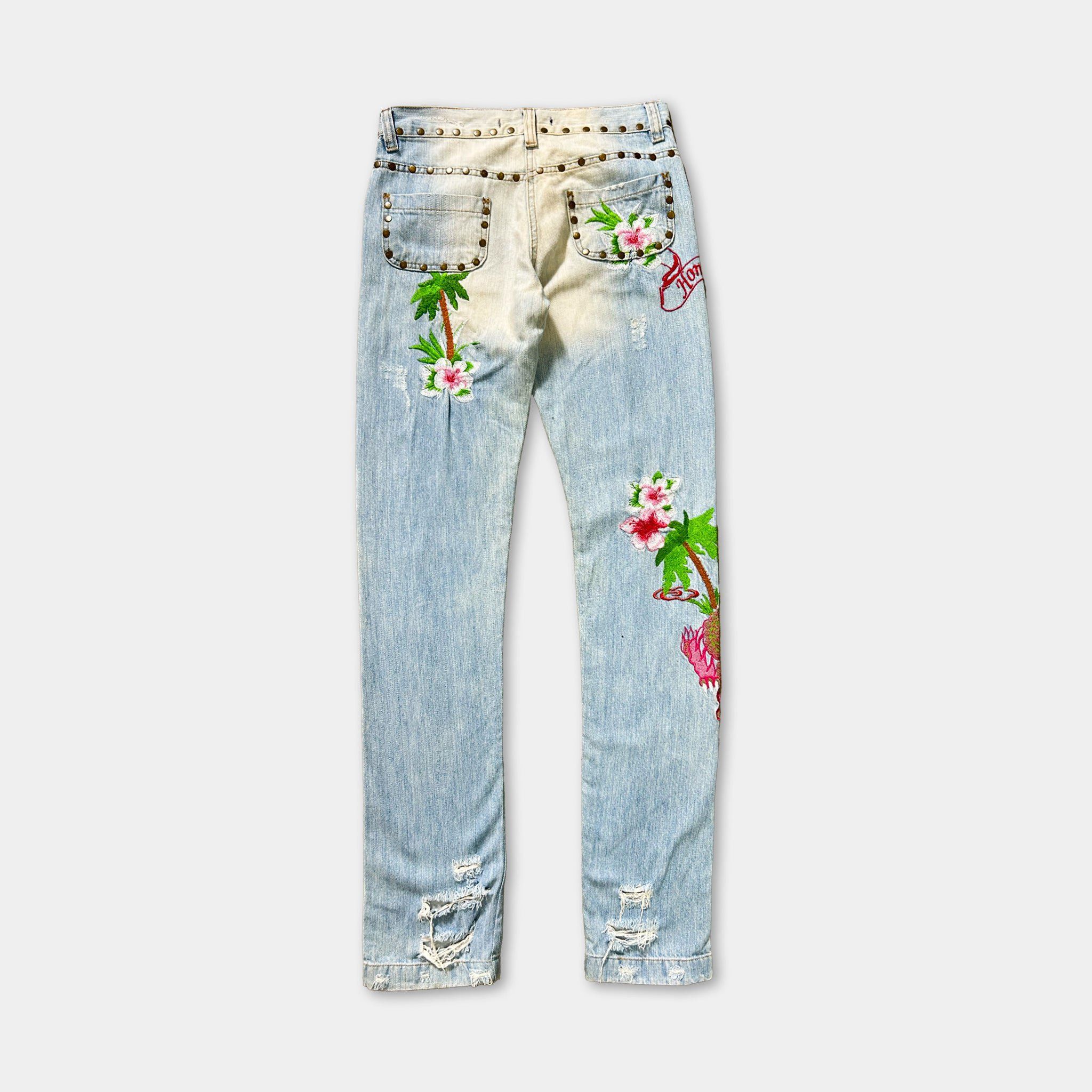 Dolce & Gabbana Dolce & Gabbana SS06 Honolulu Embroidered Denim Jeans Size US 30 / EU 46 - 4 Thumbnail