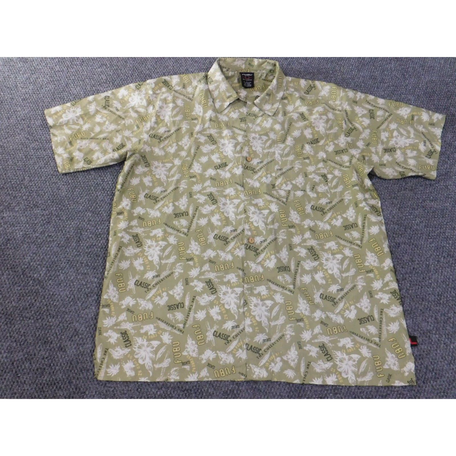 Fubu FUBU Shirt Button-Up Floral Green 90s Mens L Size US L / EU 52-54 / 3 - 3 Thumbnail