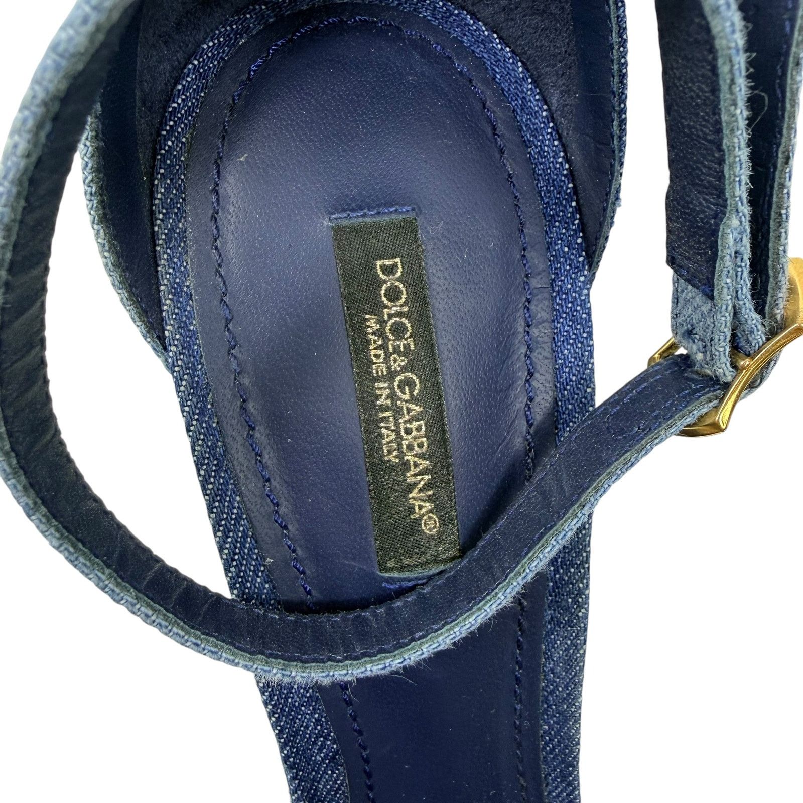 Dolce & Gabbana Dolce & Gabbana Patchwork Denim DG Heel Sandals Blue Size 40 Size US 10 / IT 40 - 10 Thumbnail