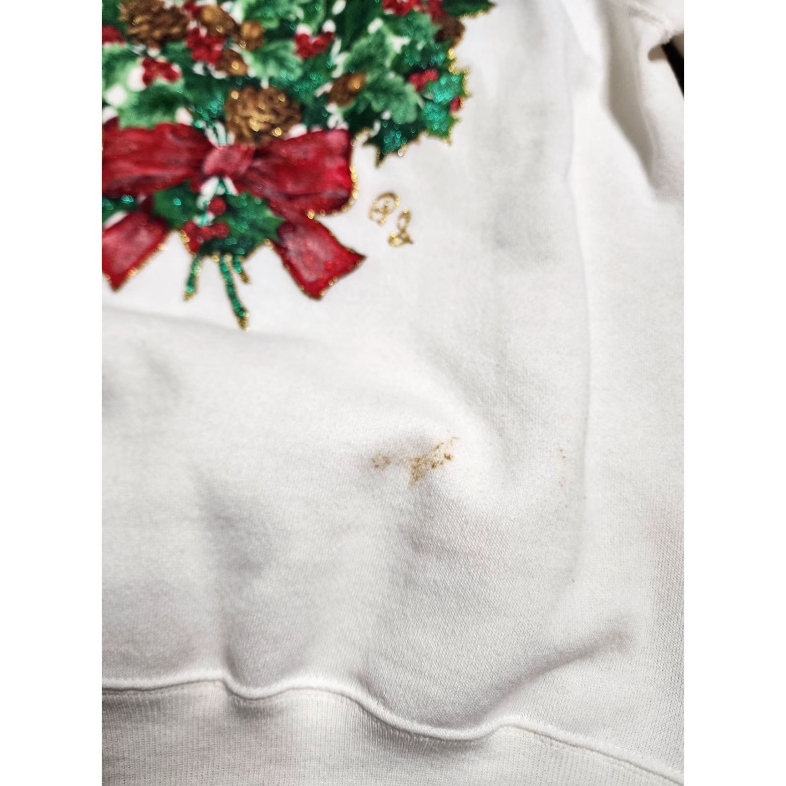 Hanes Vintage Hanes Women’s Christmas Bow Wreath Sweatshirt L White Holiday Ugly Sweater Pullover Fall Winter Size L / US 10 / IT 46 - 7 Thumbnail