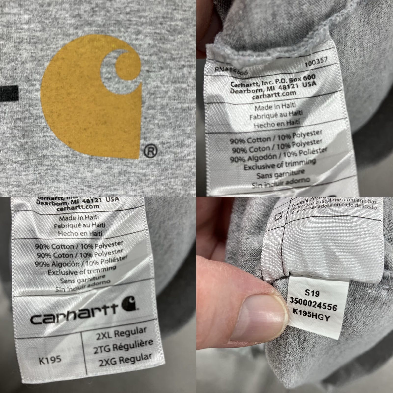 Carhartt VINTAGE Carhartt Mens Gray 2XL Carhartt Spell Out Short Sleeve T-Shirt Original Fit Size US XXL / EU 58 / 5 - 8 Thumbnail