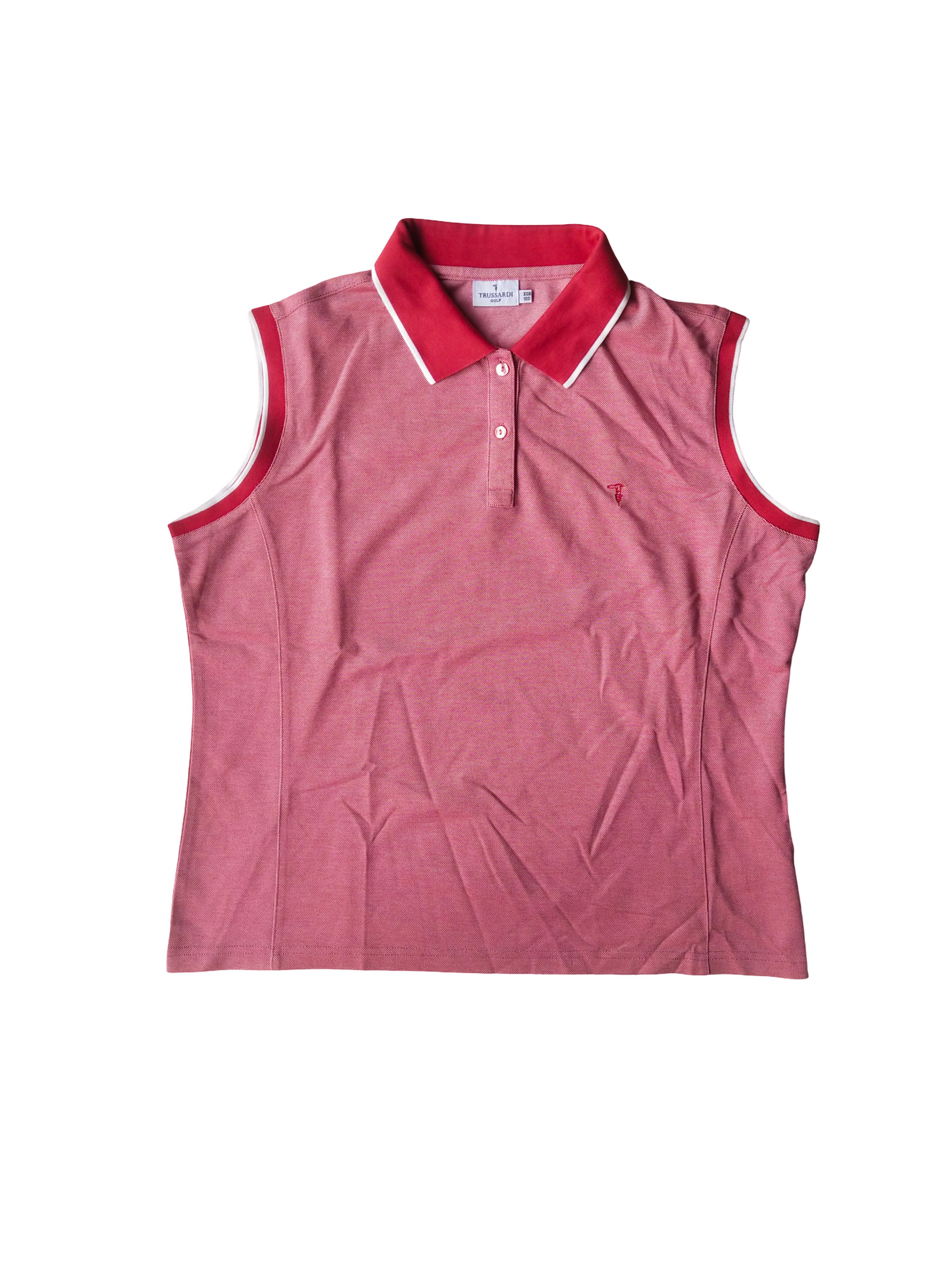 Trussardi 2000s Trussardi Golf Sleeveless Polo Shirt Red Y2K Size M / US 6-8 / IT 42-44 - 1 Thumbnail
