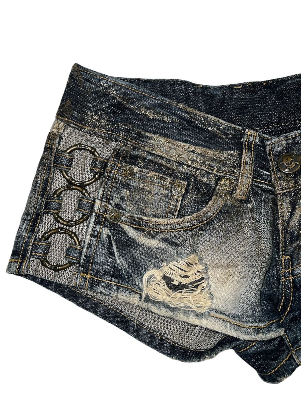 Japanese Brand D.i.a. Gyaru glitter denim shorts ☠️✨ Size 26" / US 2 / IT 38 - 14 Thumbnail